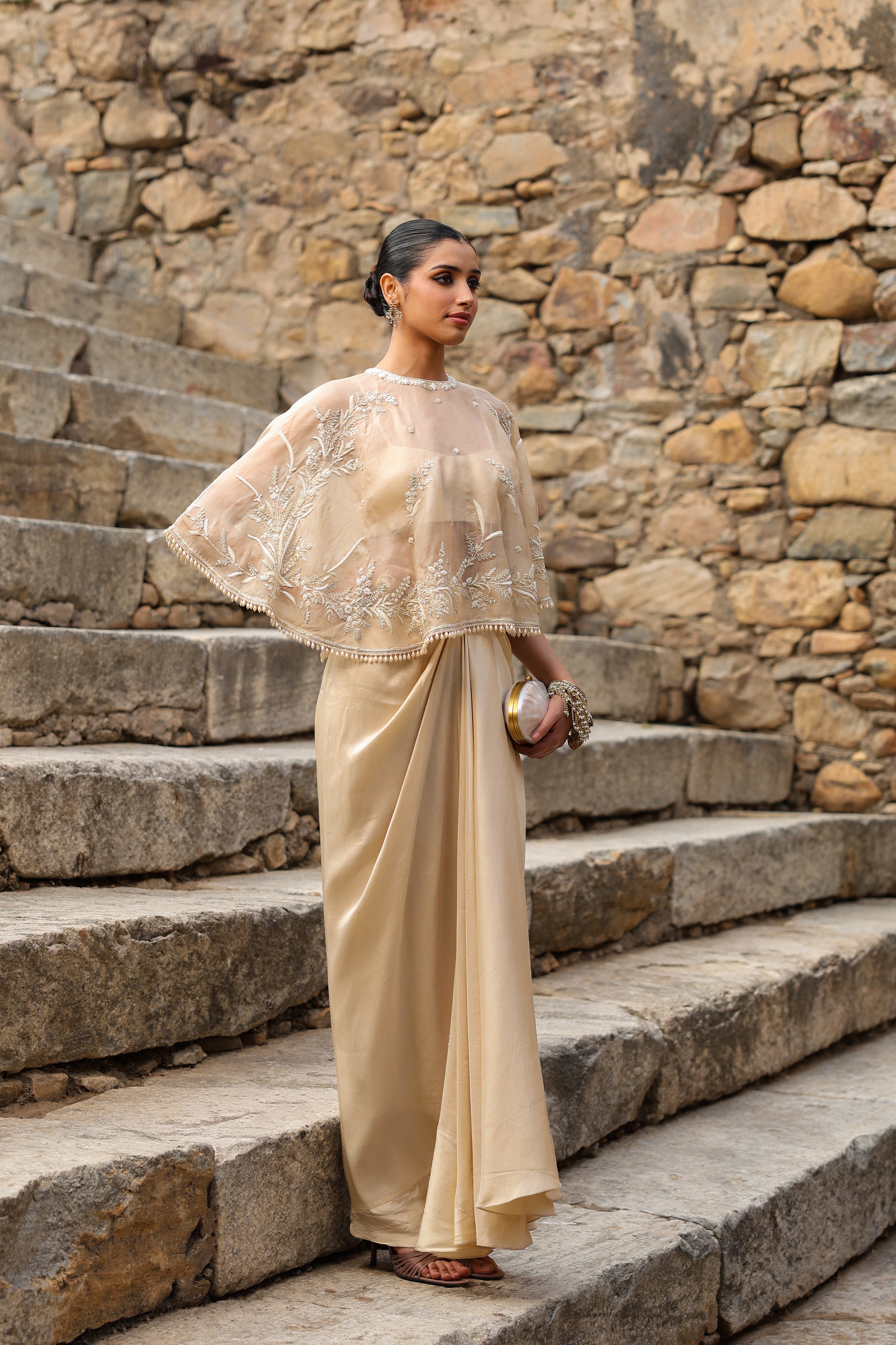 Vaayu Beige Cape Set