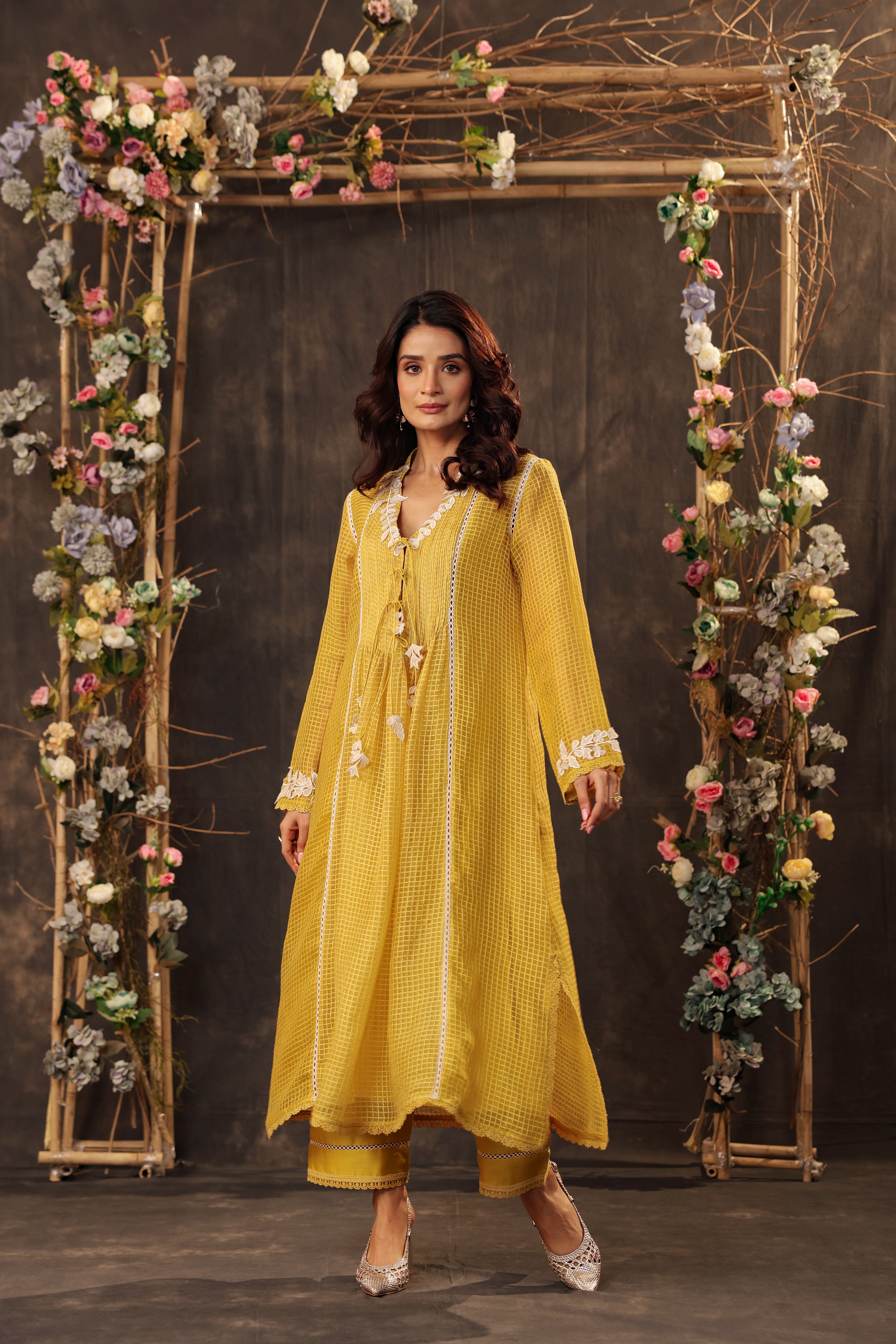 Vaayu Yellow Tie-up Kurta Set