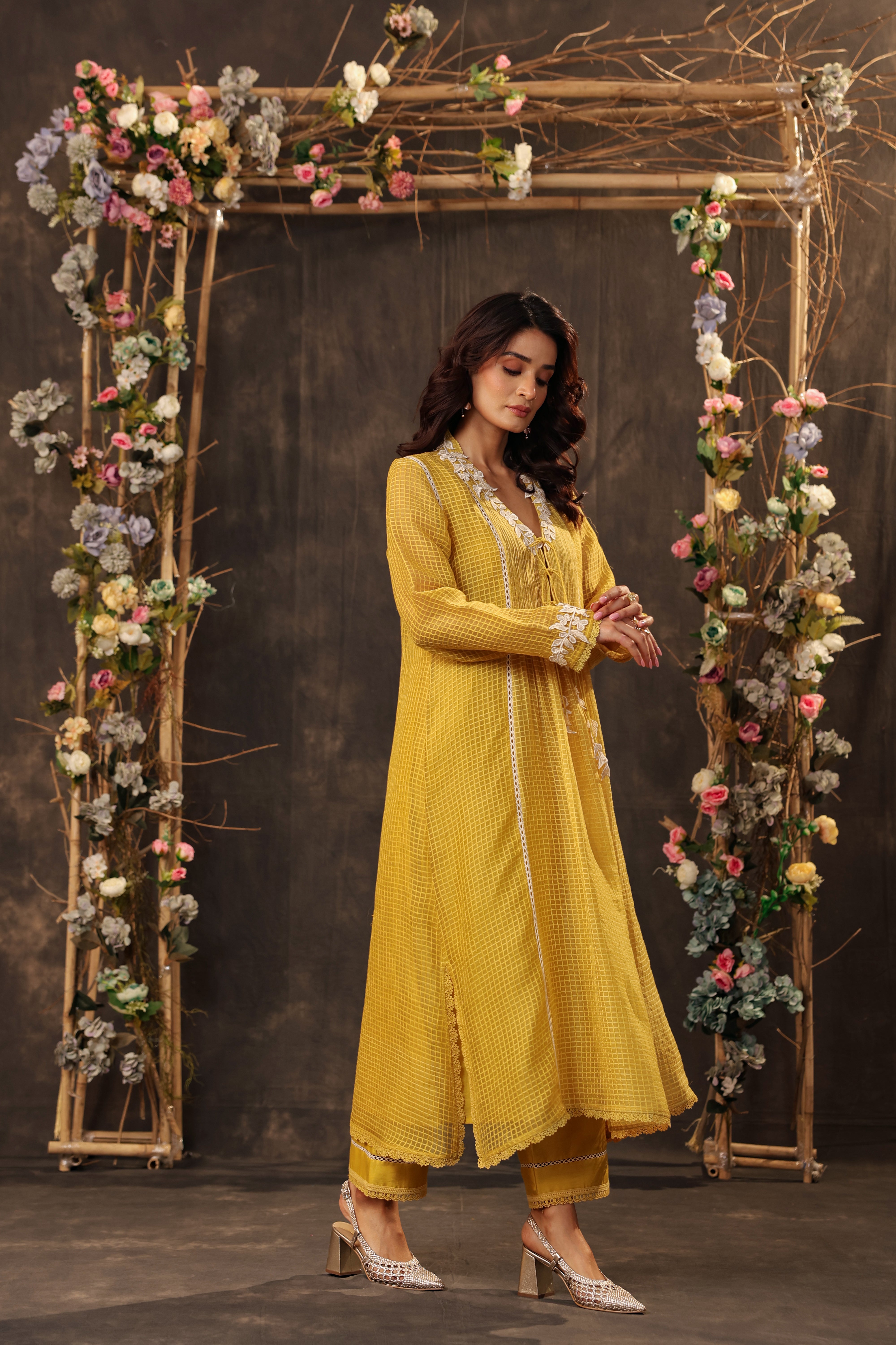 Vaayu Yellow Tie-up Kurta Set