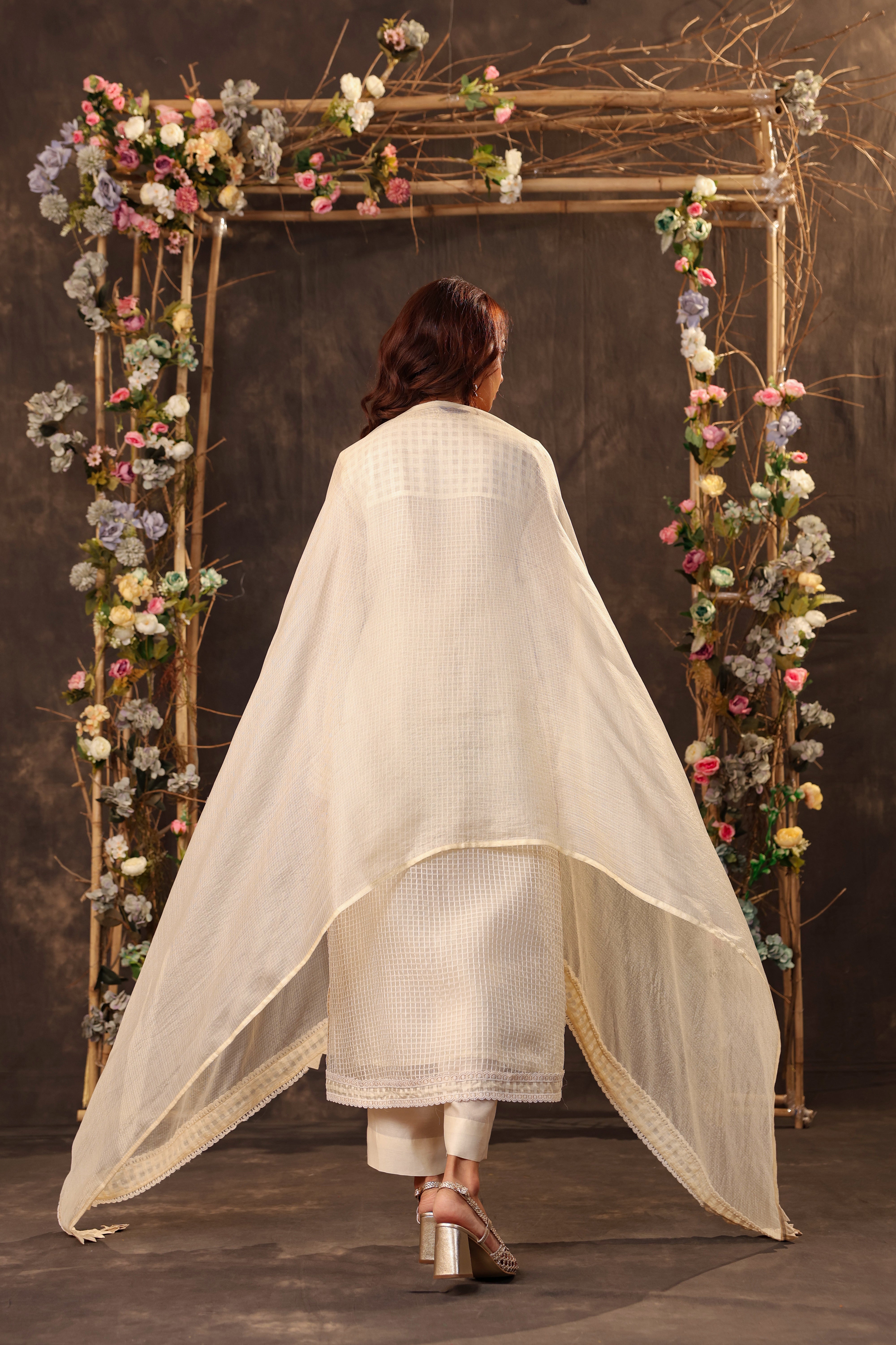 Vaayu Ivory Straight Long Kurta Set