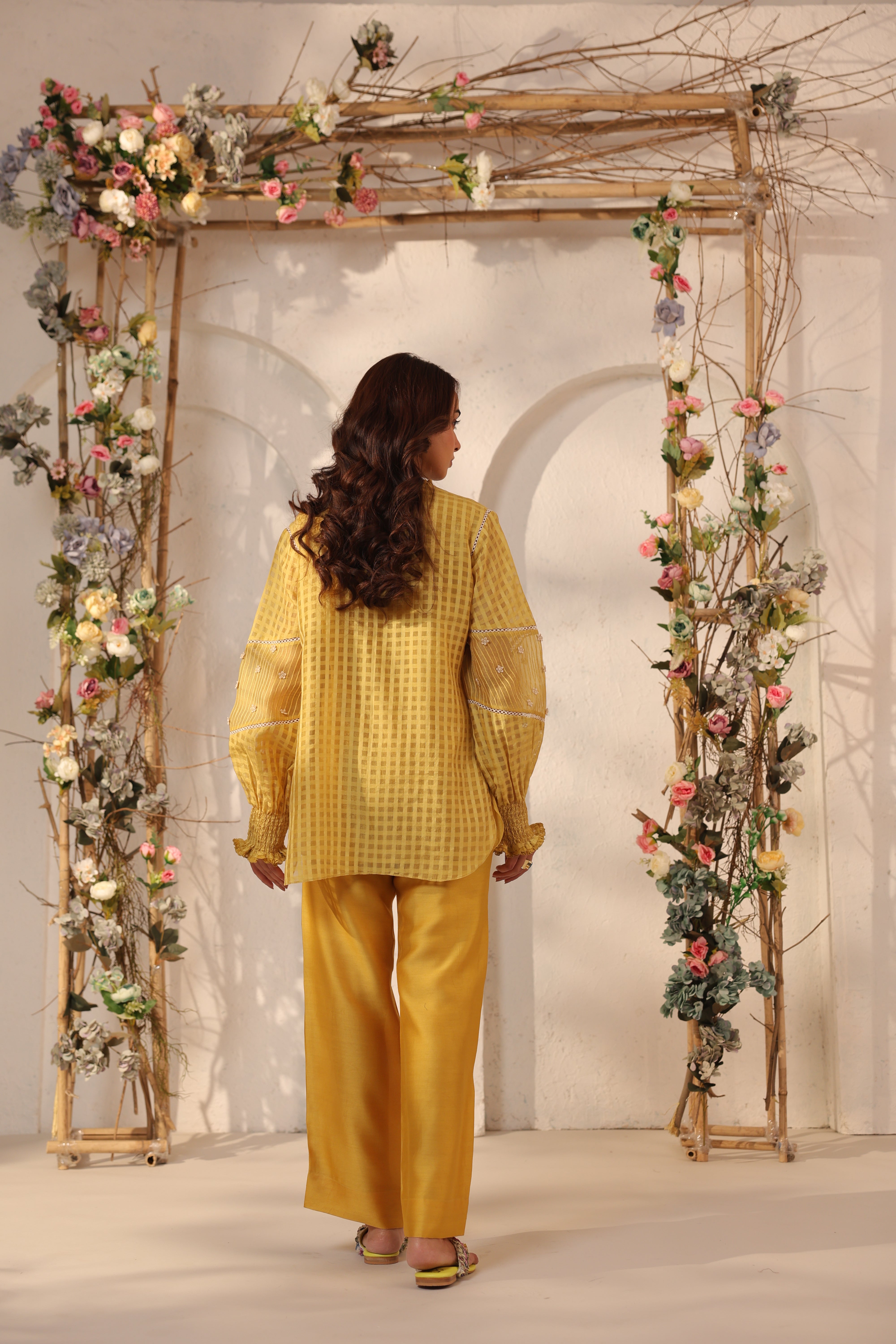 Vaayu Yellow V Neck Co ord Set