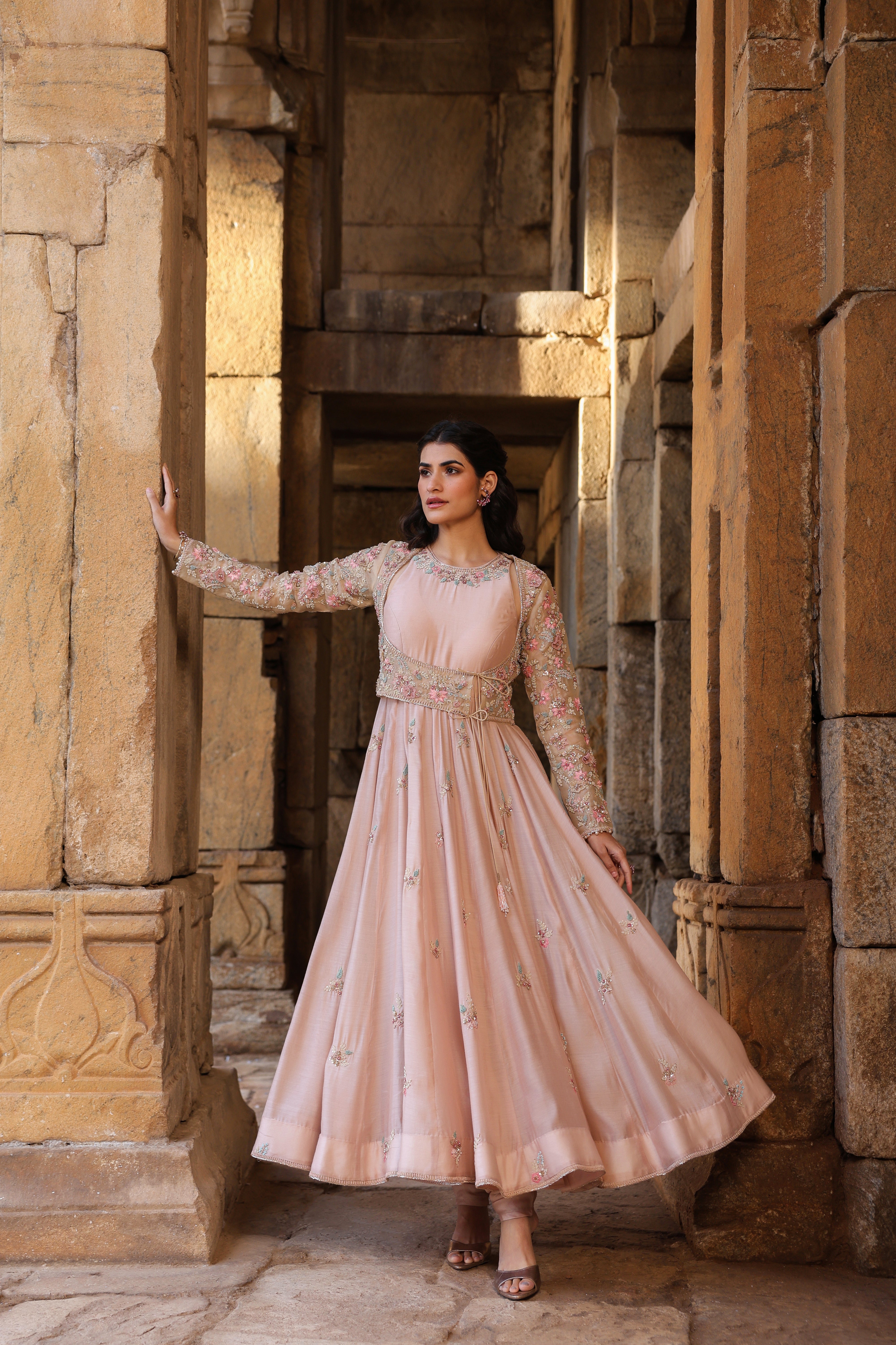 Vaayu Light Pink Heavy Koti Anarkali Set