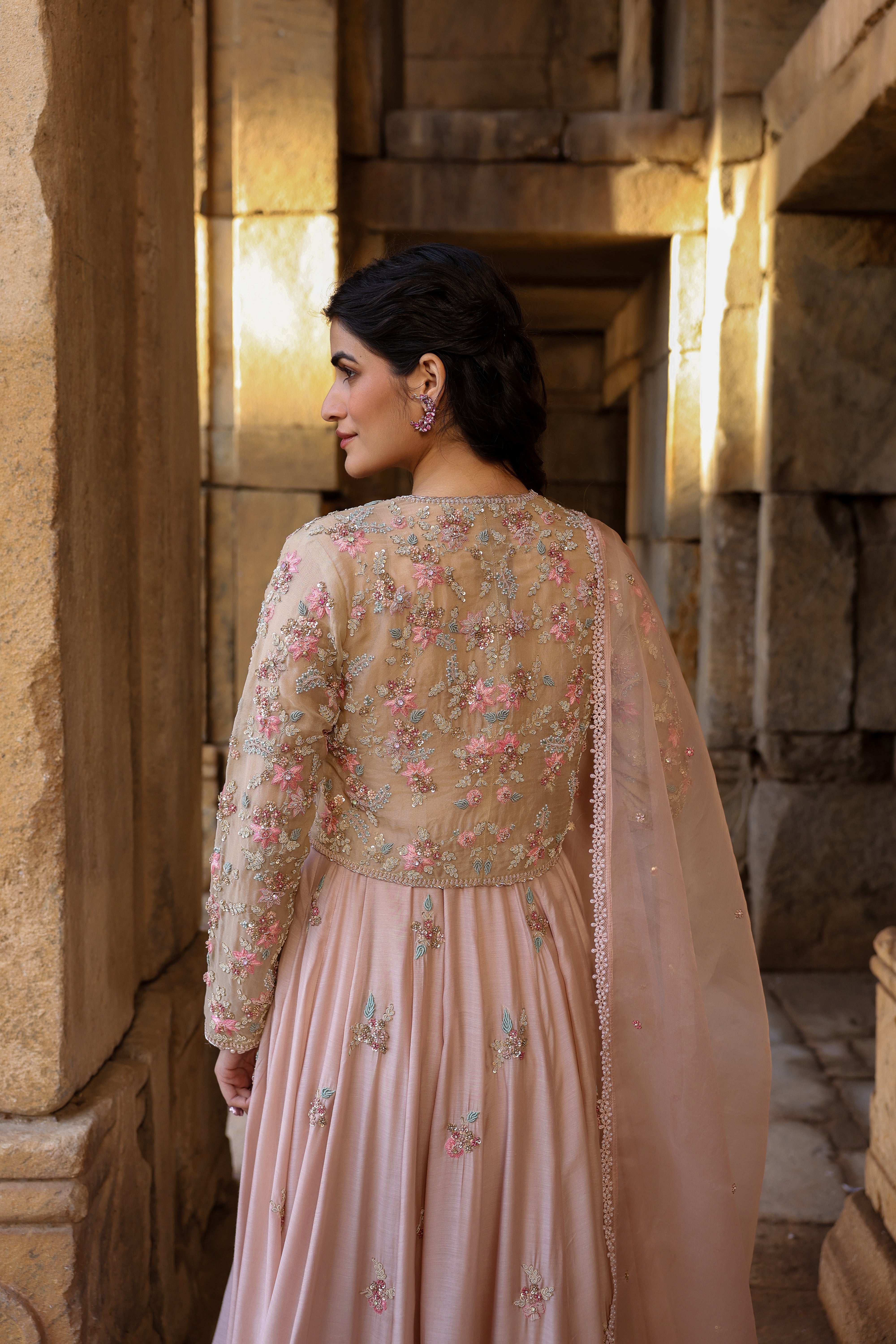 Vaayu Light Pink Heavy Koti Anarkali Set