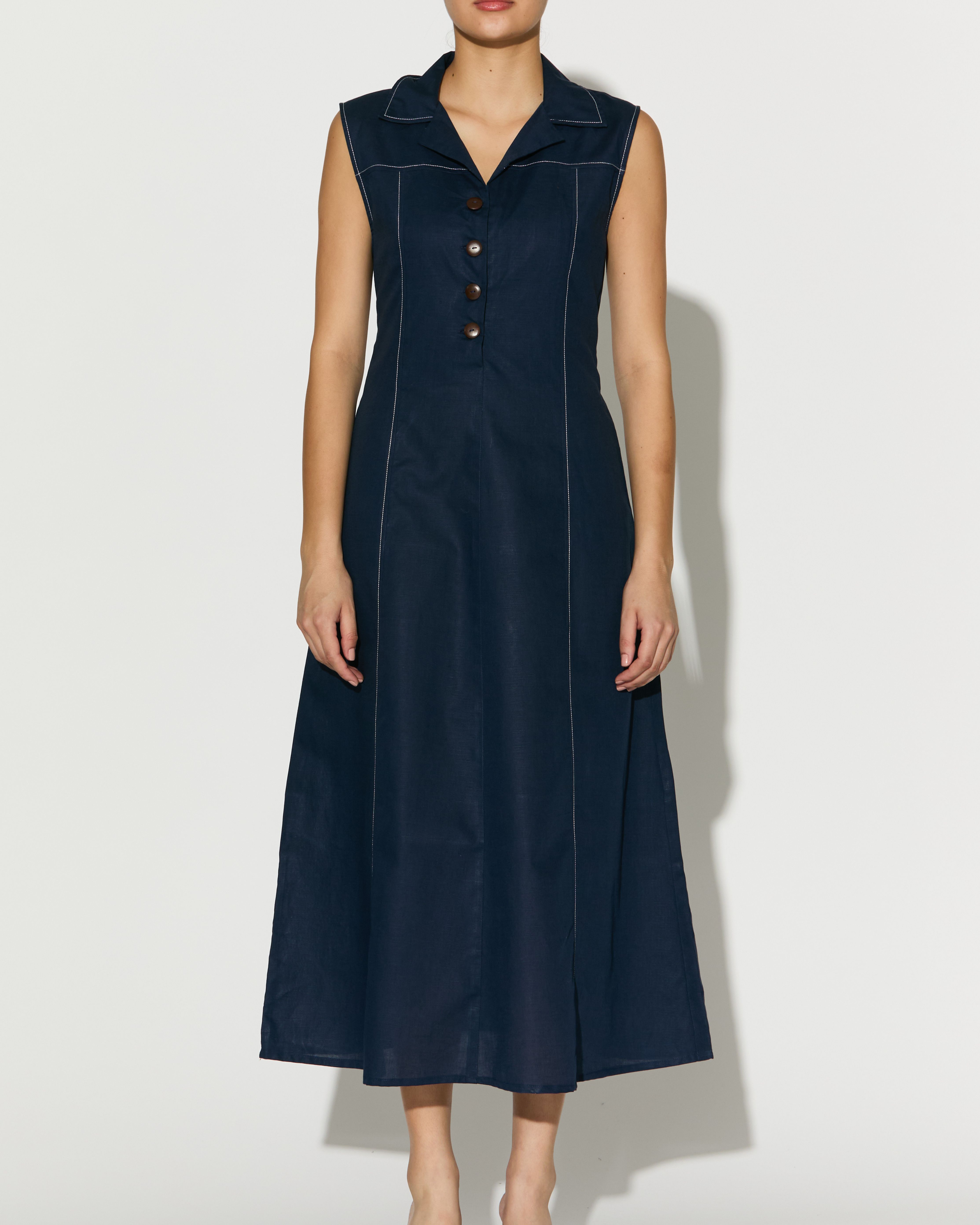 DARK BLUE SLEEVELESS LONG DRESS