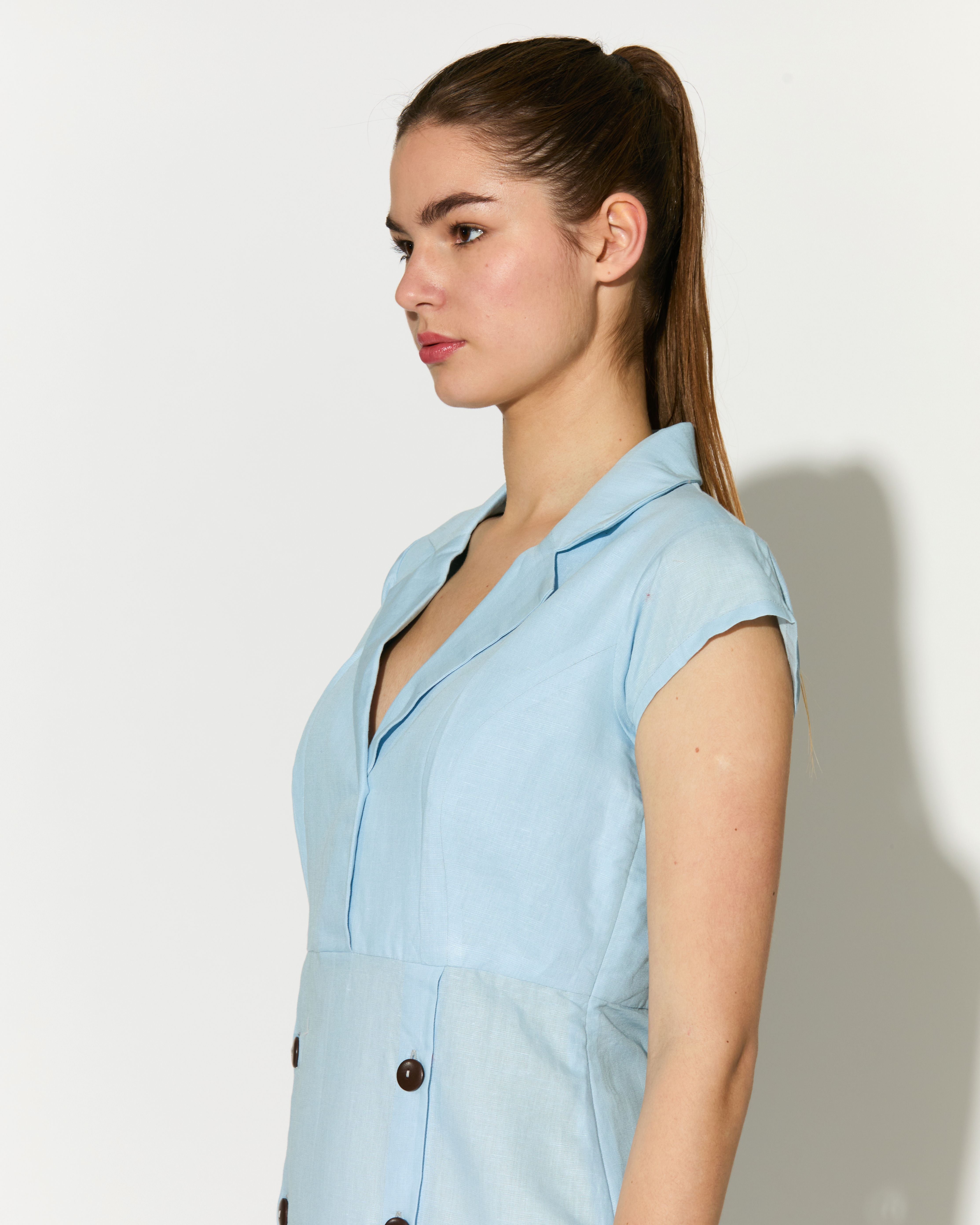 LIGHT BLUE SLEEVELESS LONG DRESS