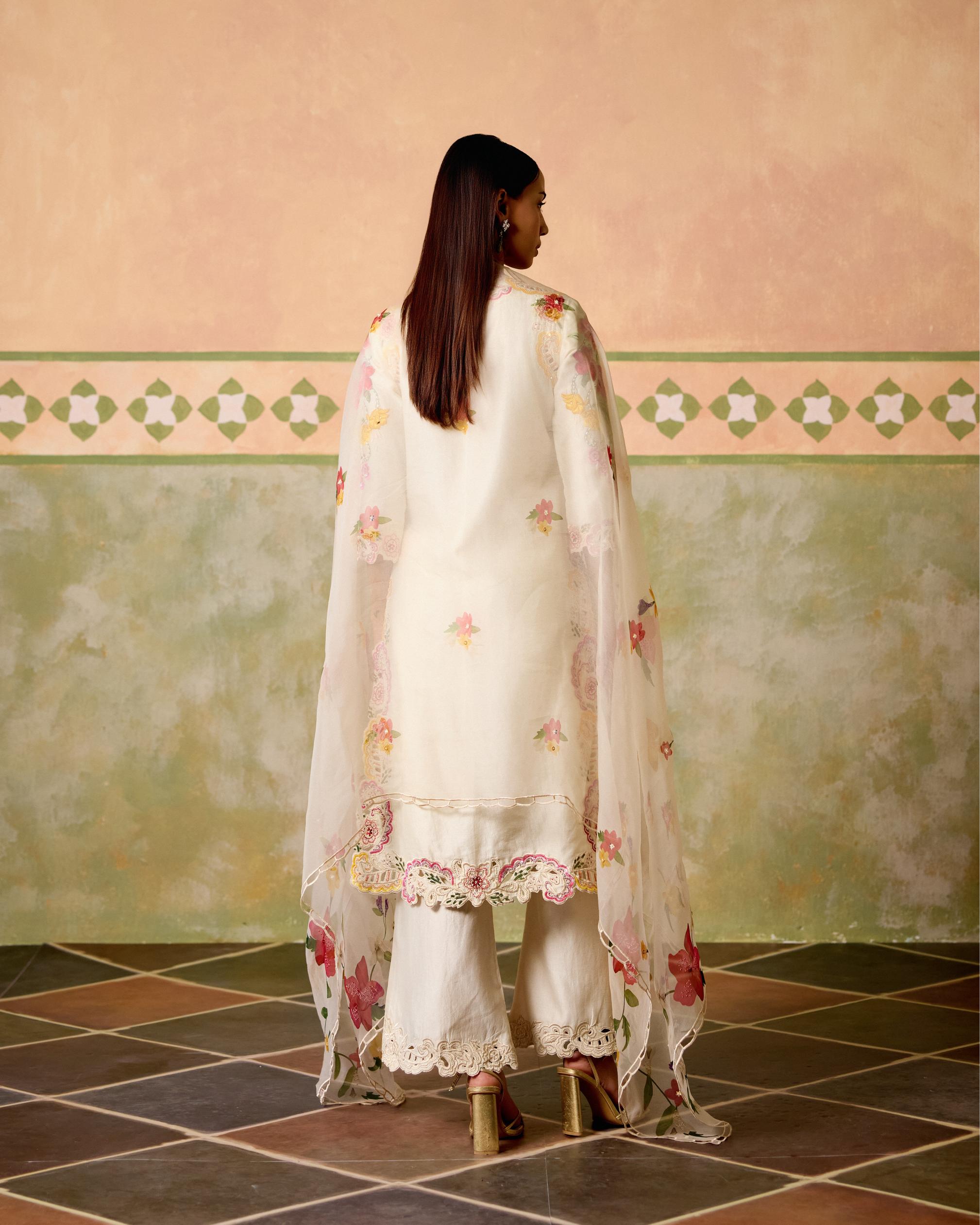 IVORY FLORAL PRINT DUPATTA