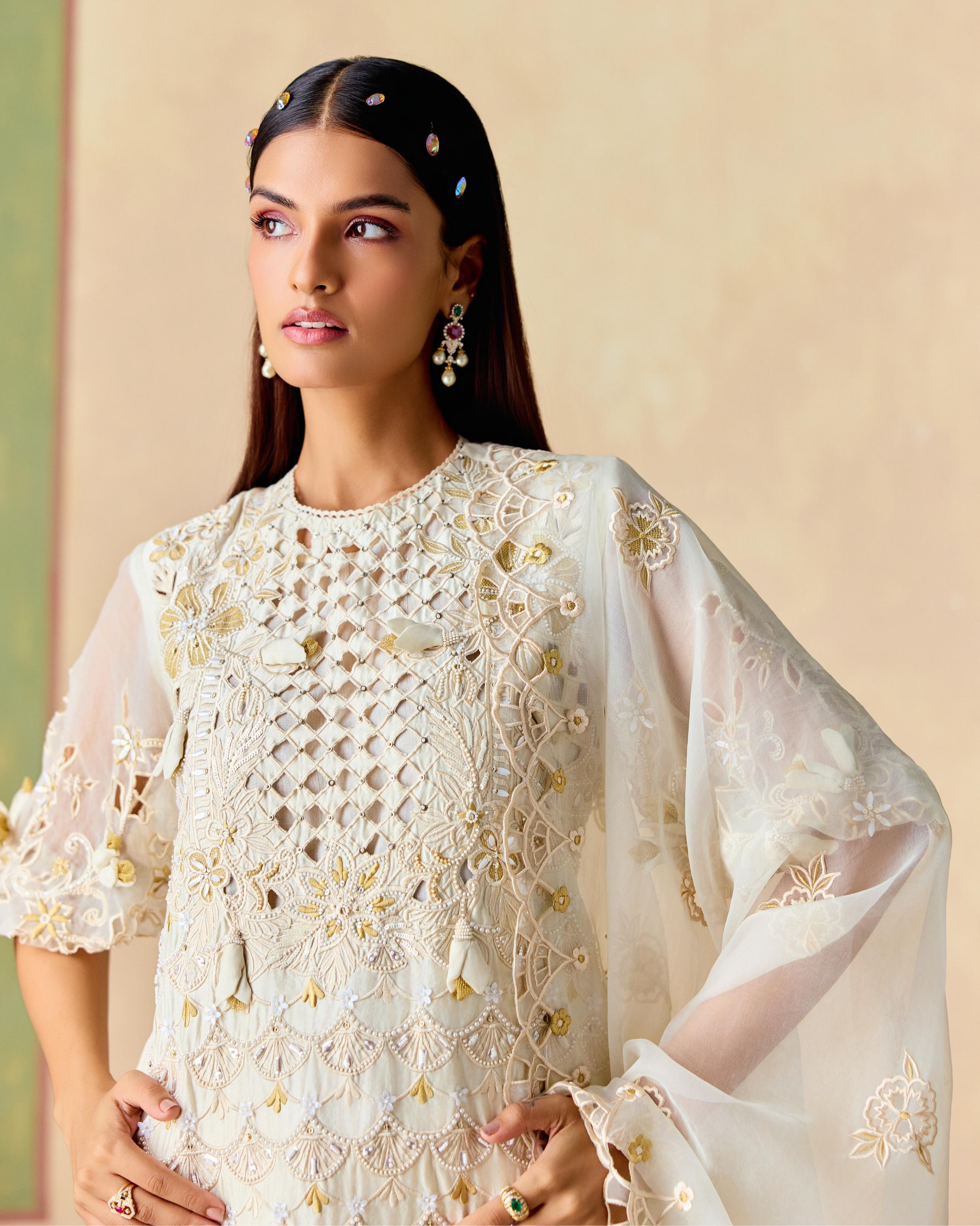 IVORY AND GOLD CUTWORK DUPATTA