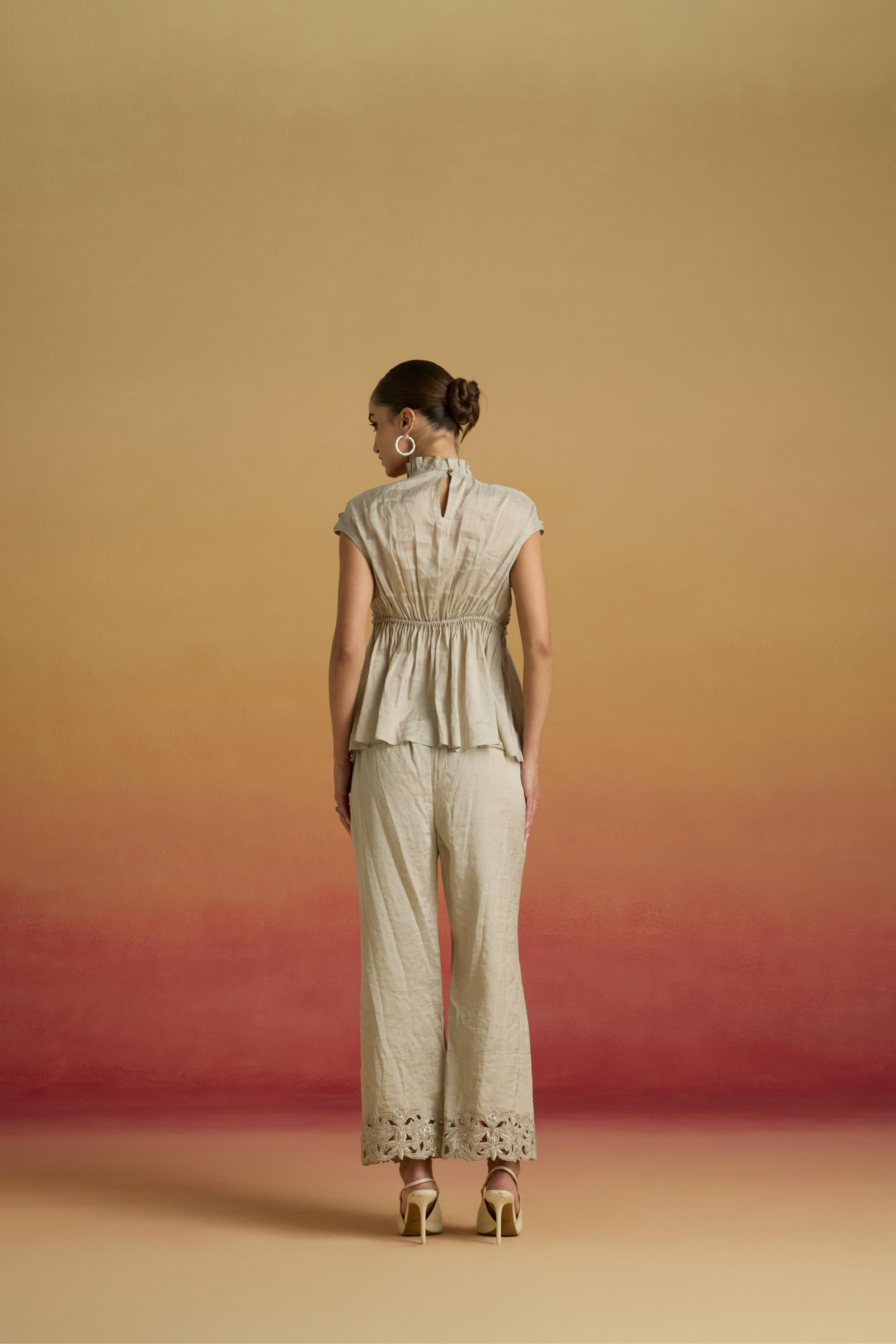 SILVER TONAL CUTWORK PANTS