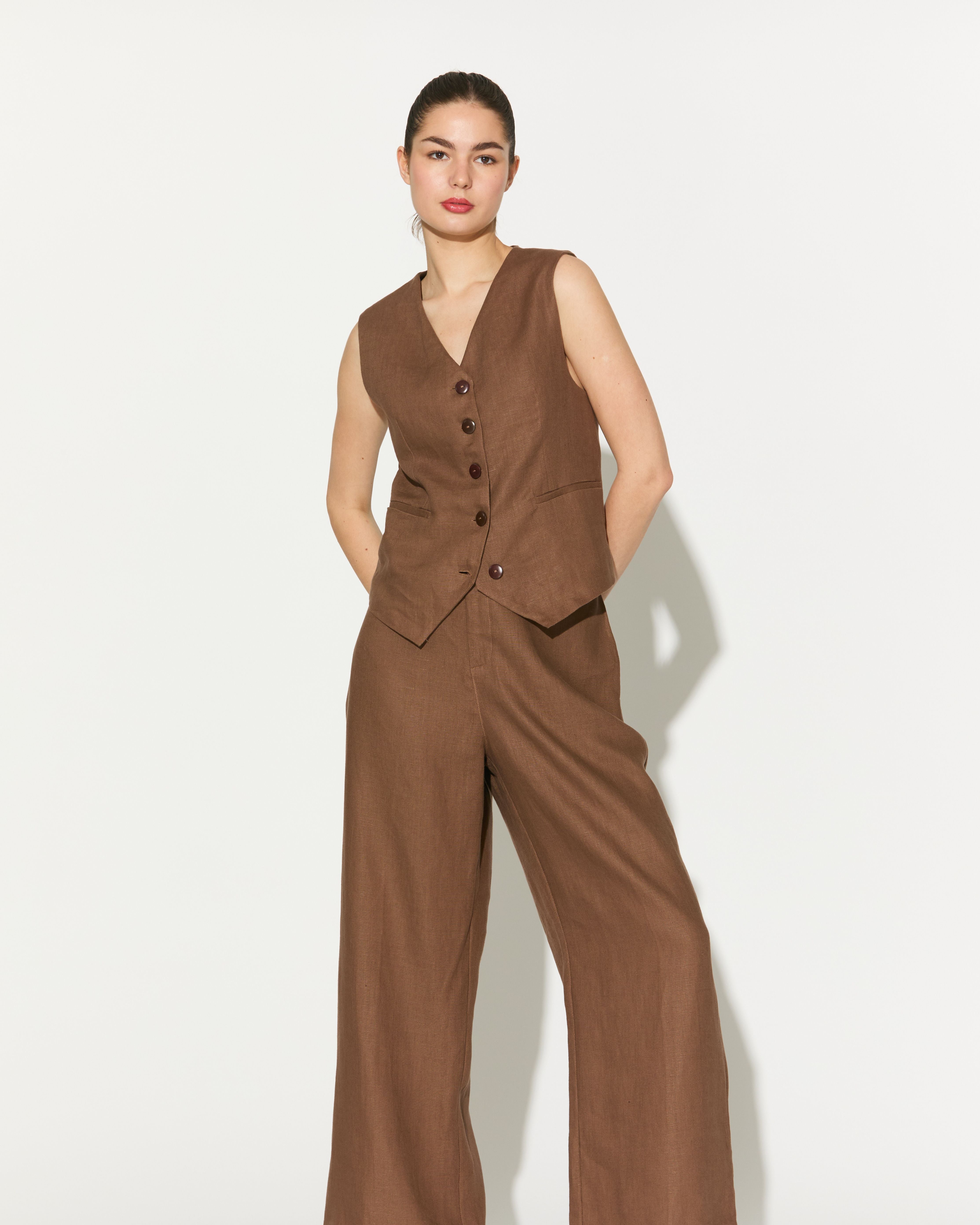 BROWN PLAIN PANTS