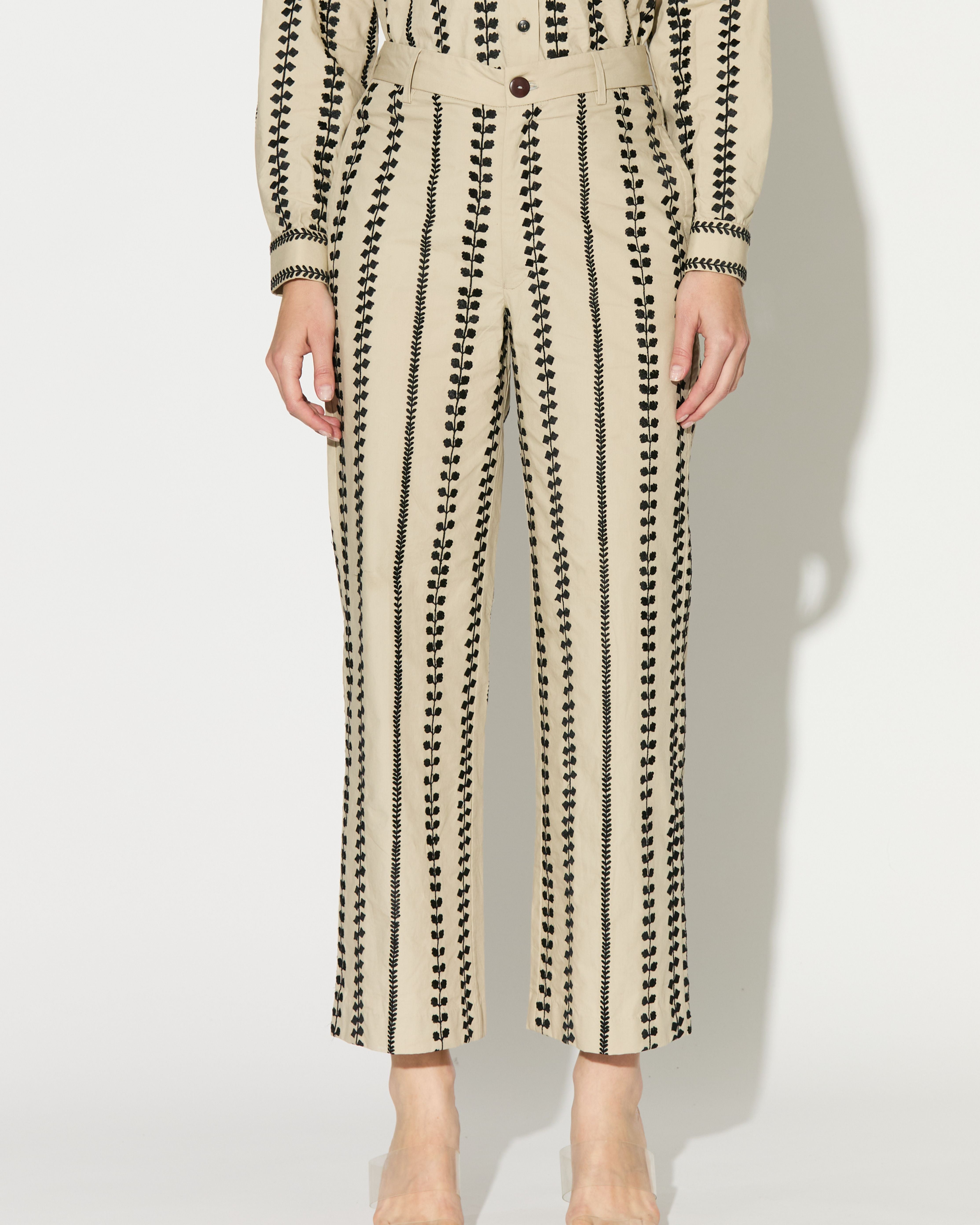 BEIGE EMBROIDERED PANTS