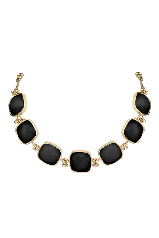 Square Black Stone Necklace
