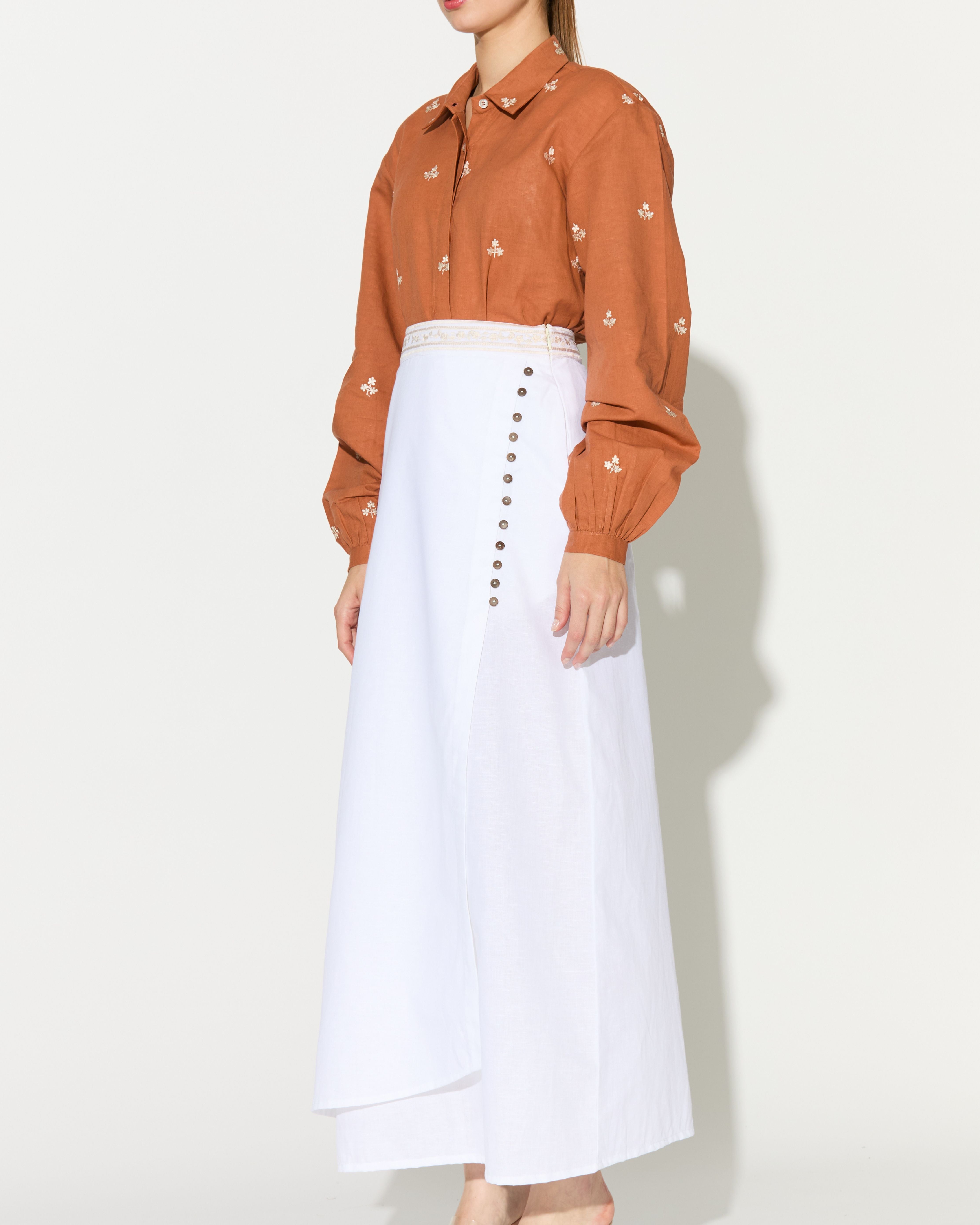 DARK ORANGE EMBROIDERED SHIRT