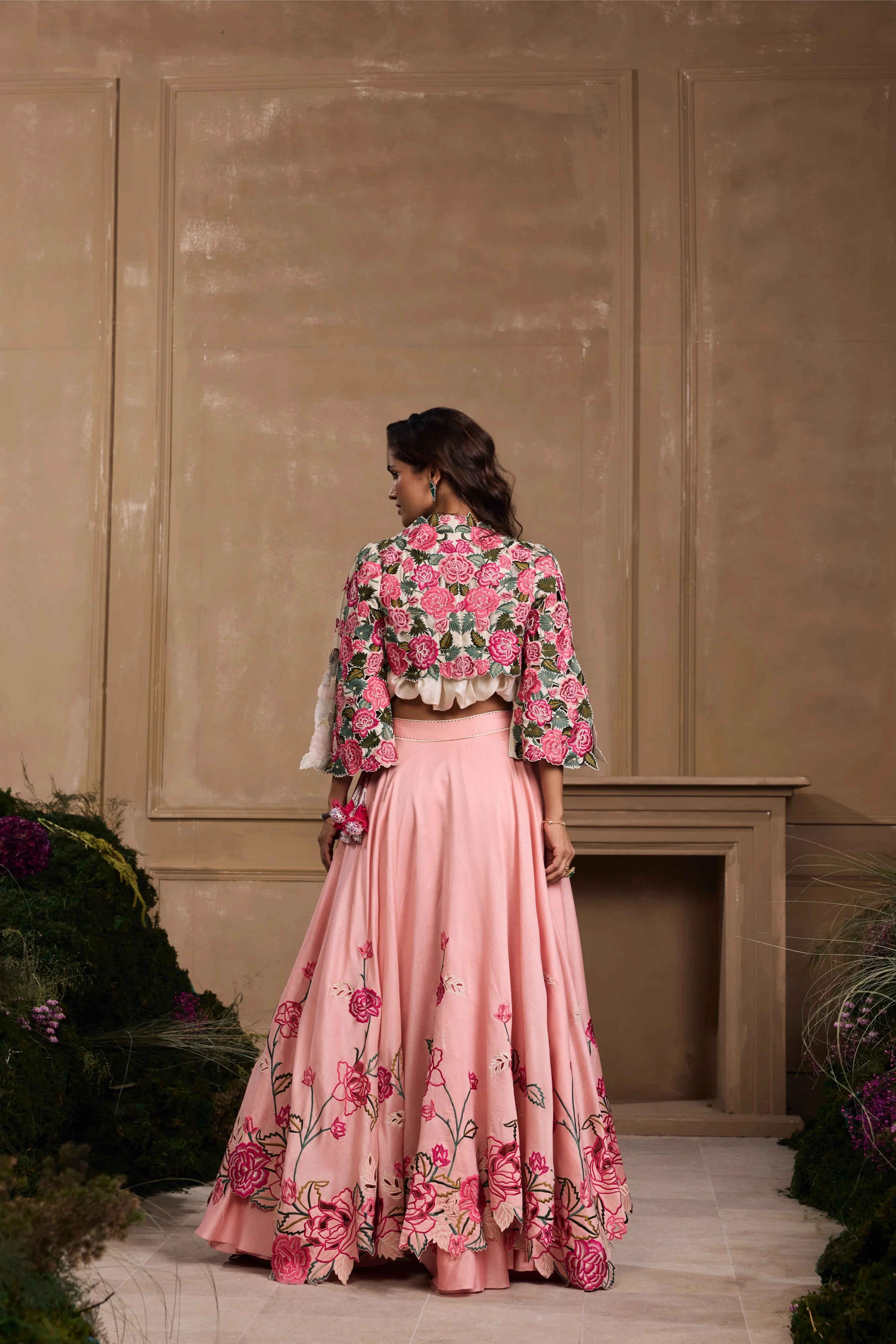 IVORY ROSE BOLERO JACKET , TOP & LEHENGA