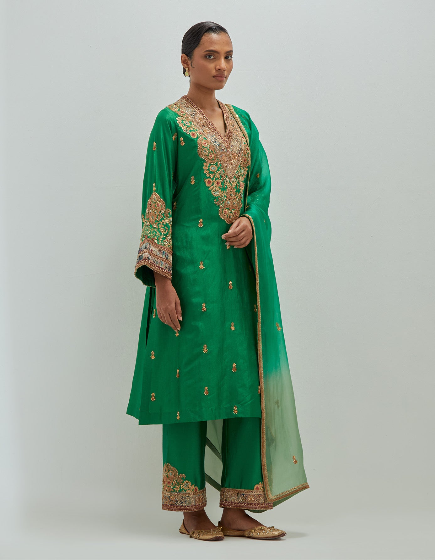 emrald green Kurta Set