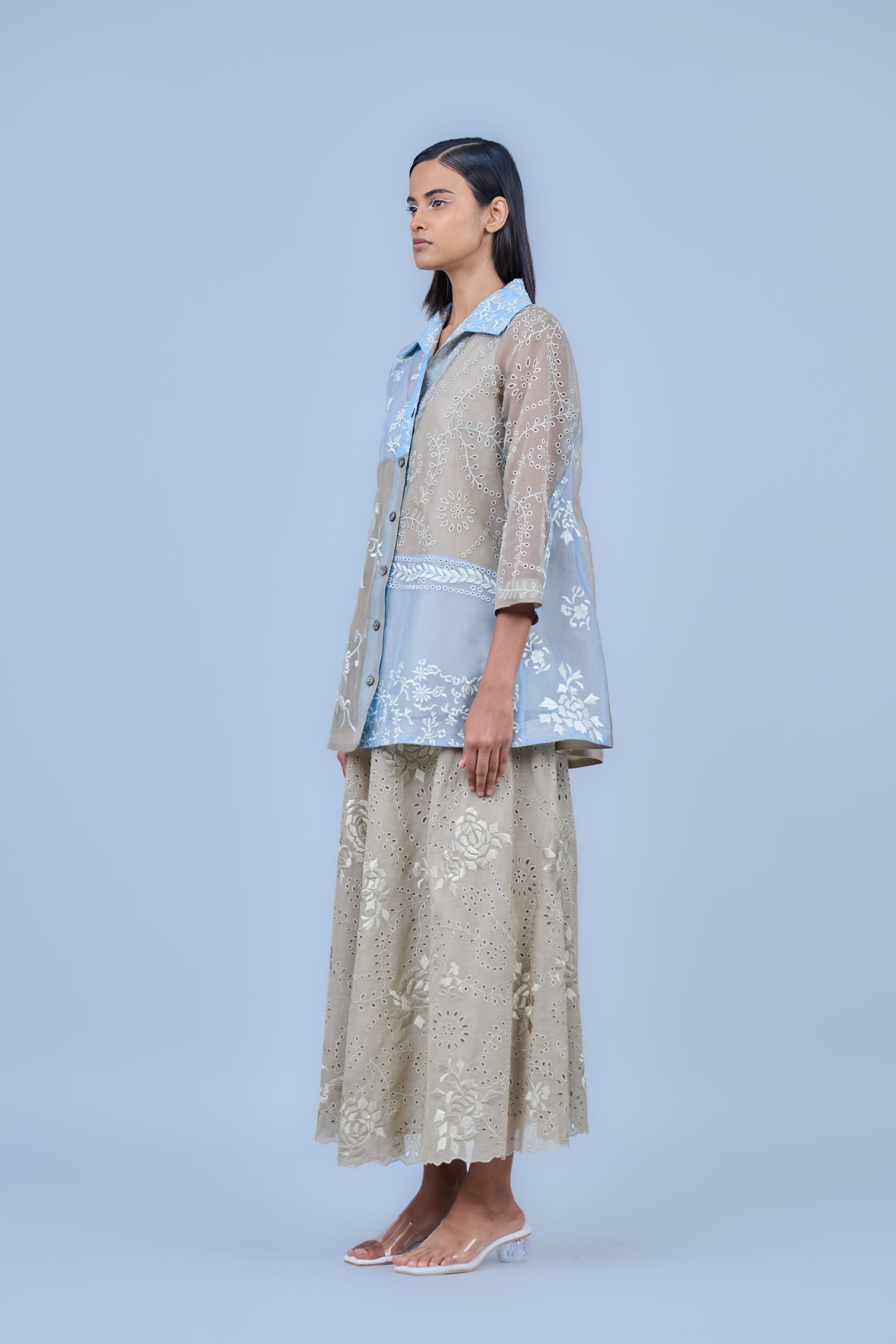 Ice Multi Ec  Silk Organza Top