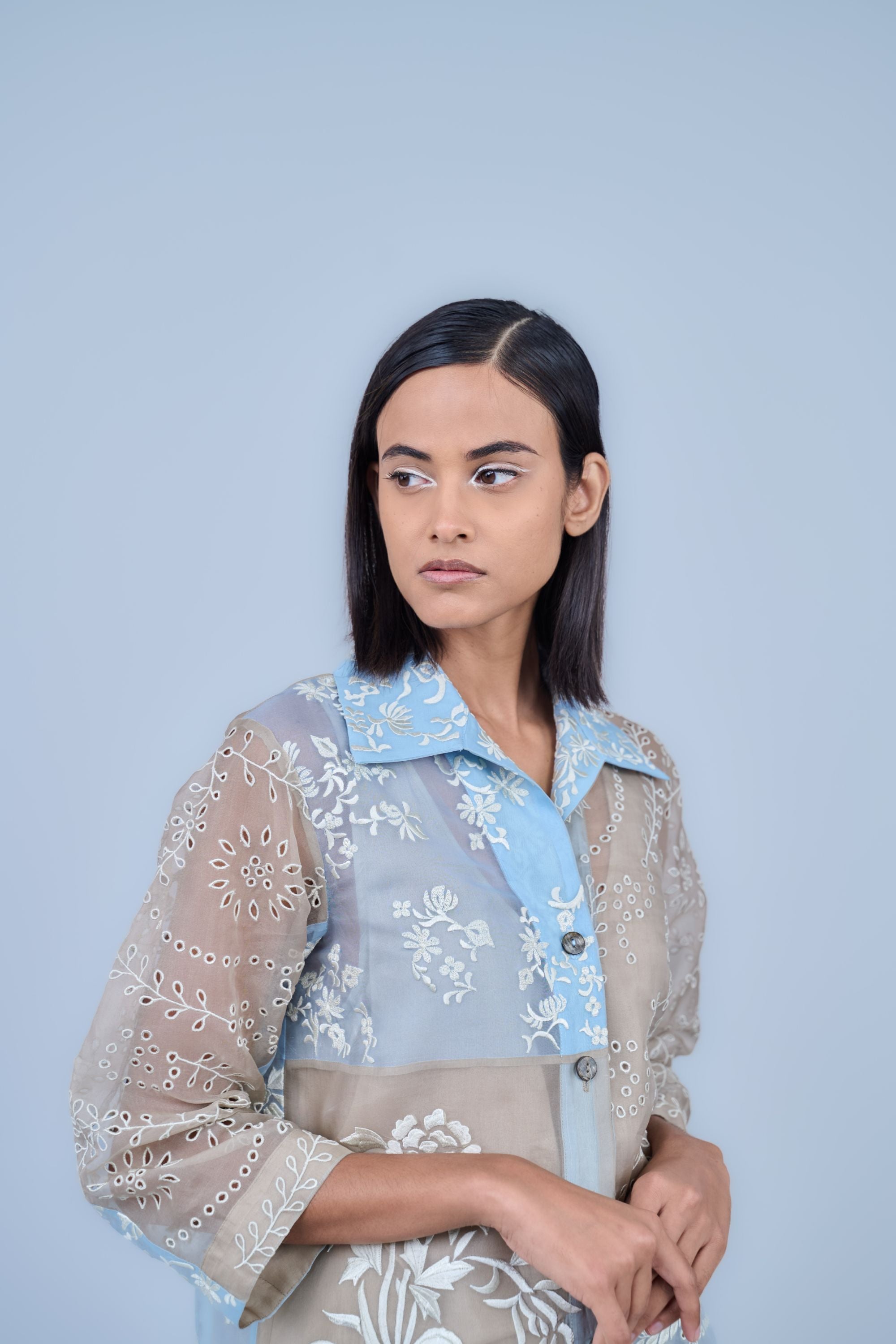 Ice Multi Ec  Silk Organza Top