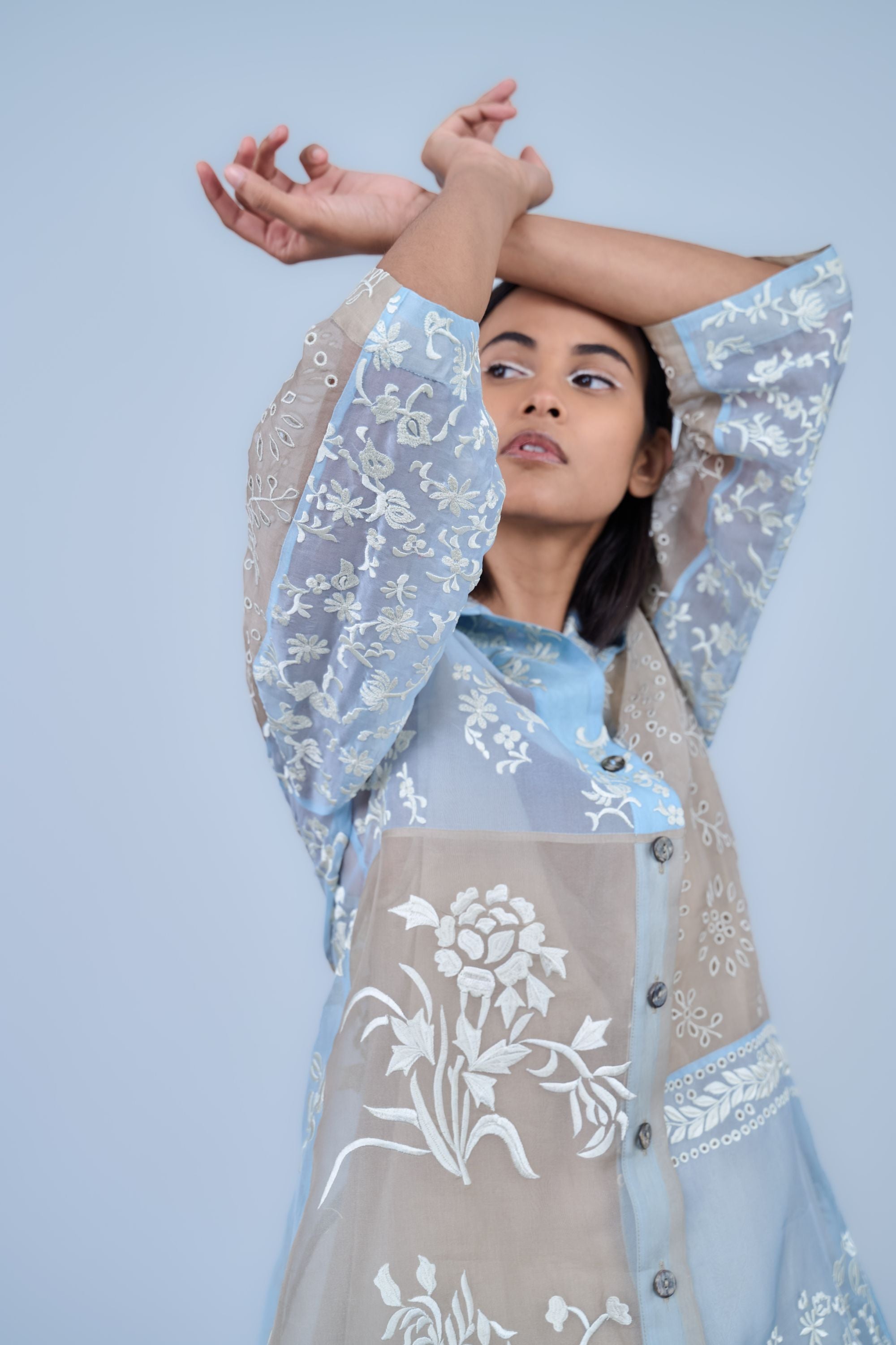 Ice Multi Ec  Silk Organza Top