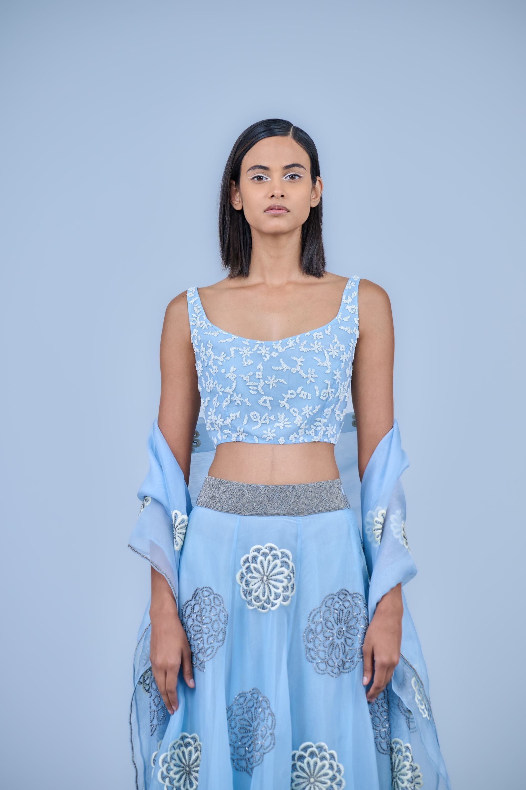 Ice Ec Slv Silk Organza Dupatta