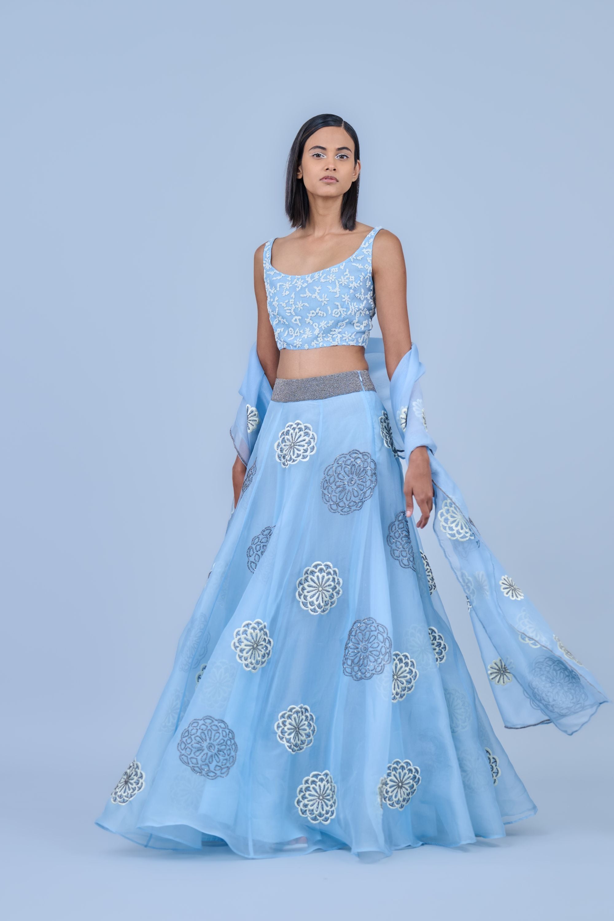 Ice Ec Slv Silk Organza Skirt