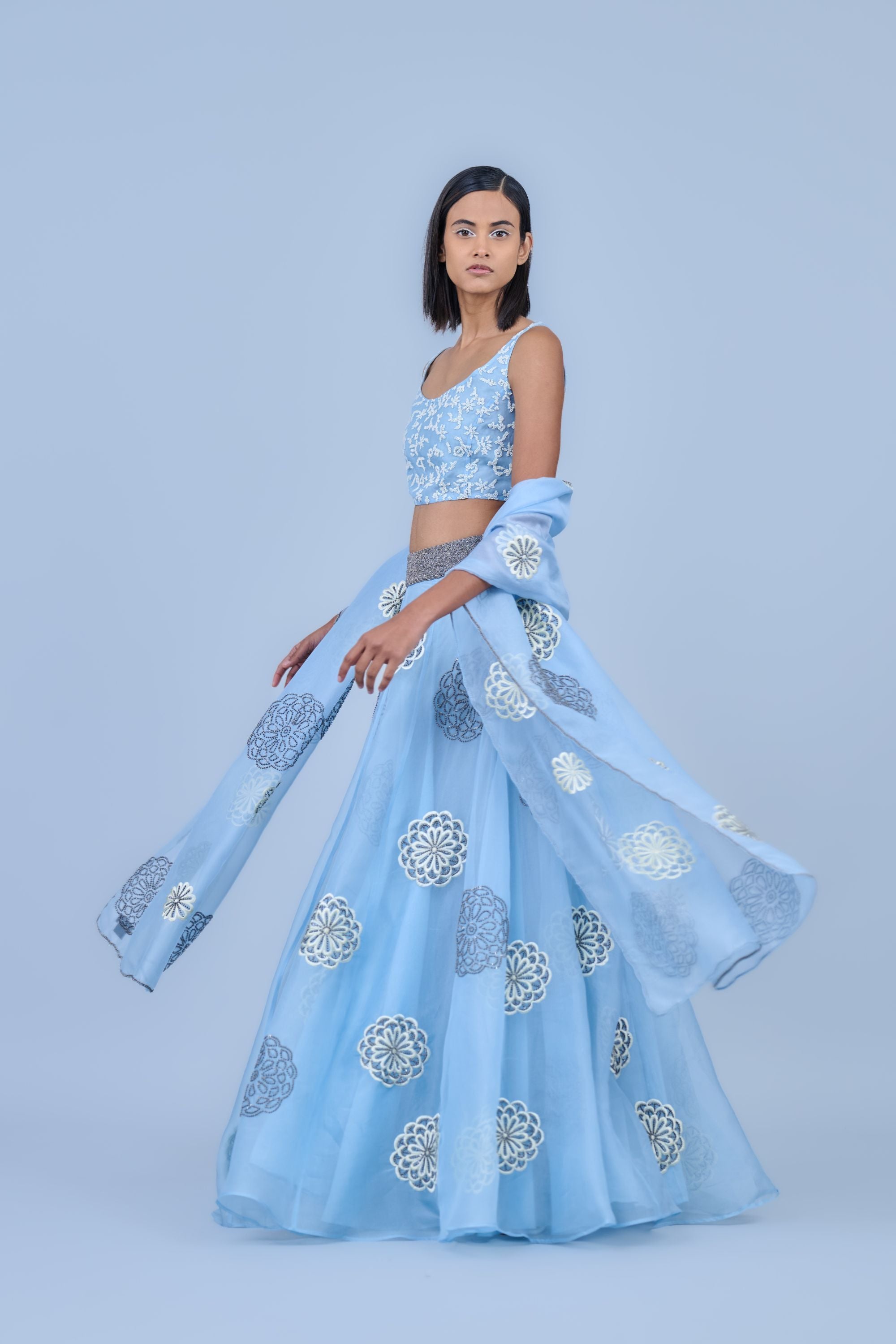 Ice Ec Slv Silk Organza Skirt