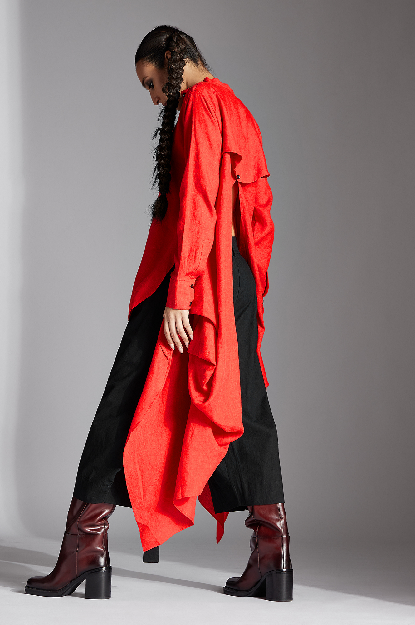 Elva Shirt in Red linen