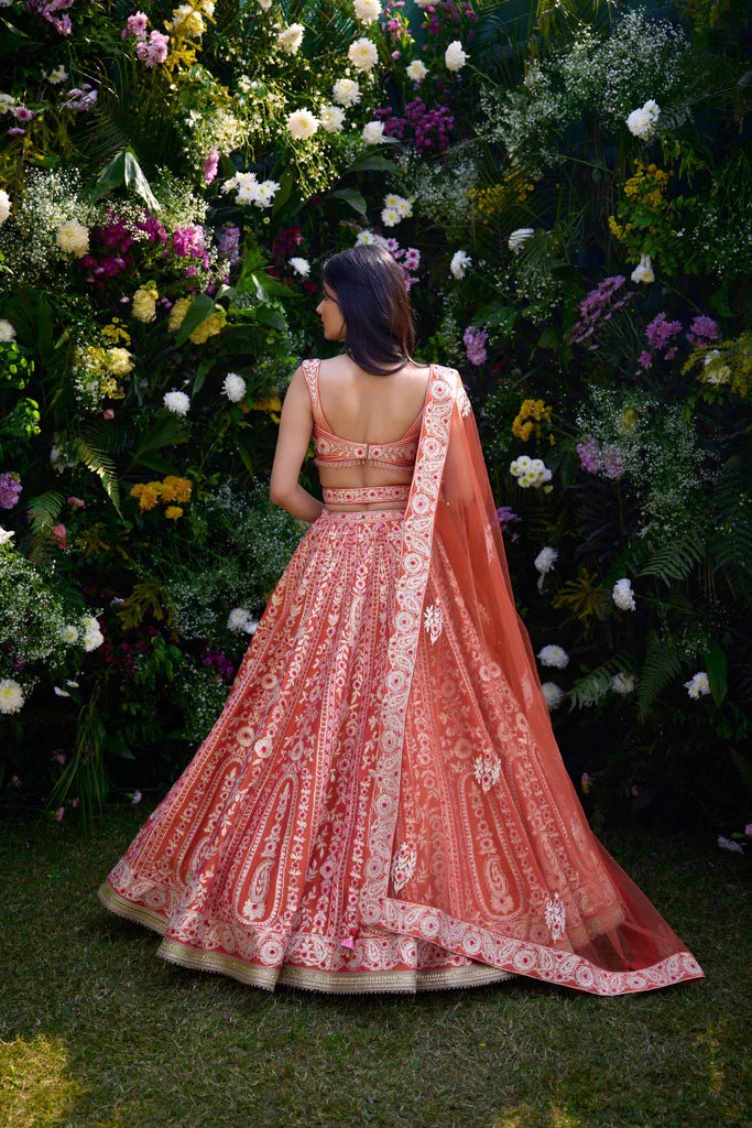 Vermilion Orange Lehenga Set