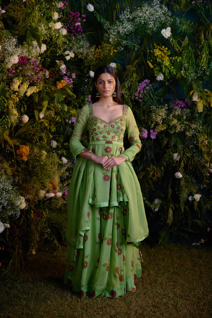 Macaw Green Sharara Set