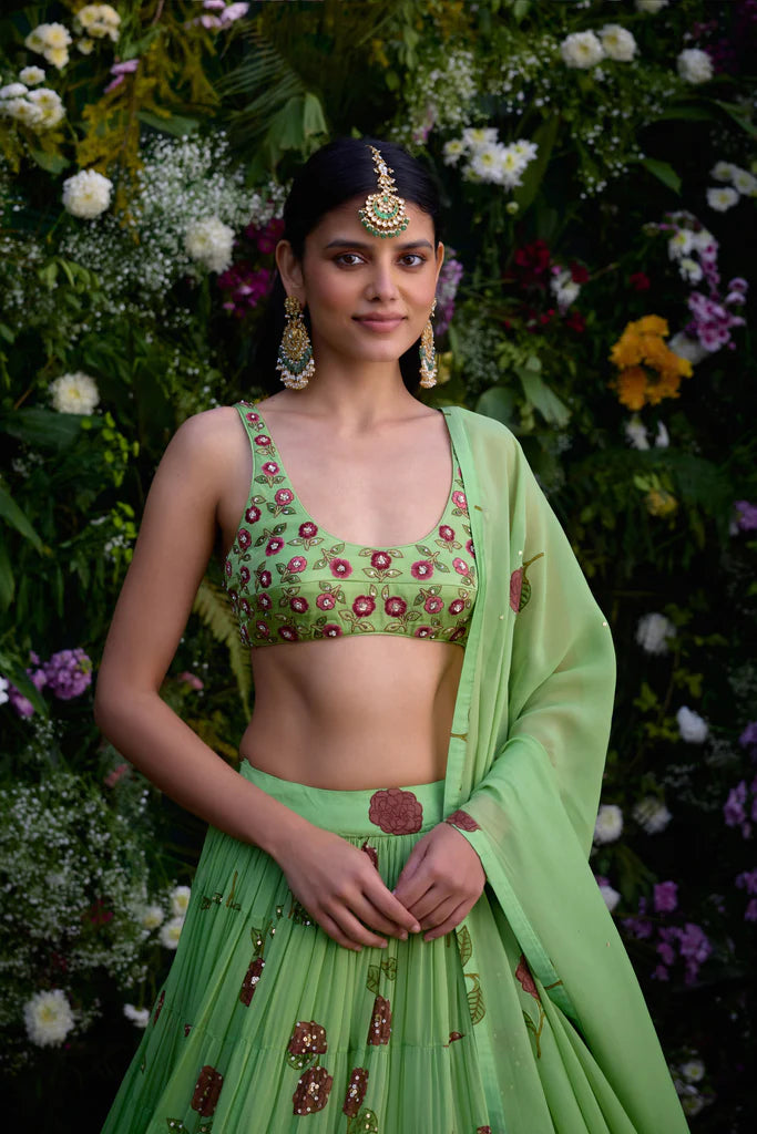 Macaw Green Lehenga Set