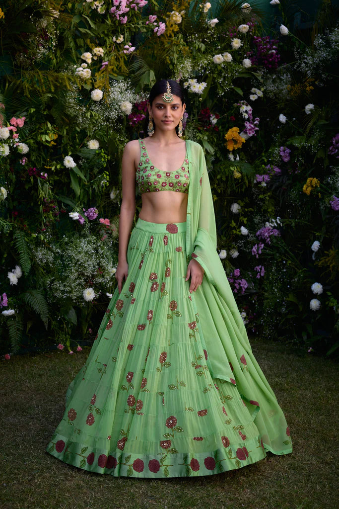 Macaw Green Lehenga Set