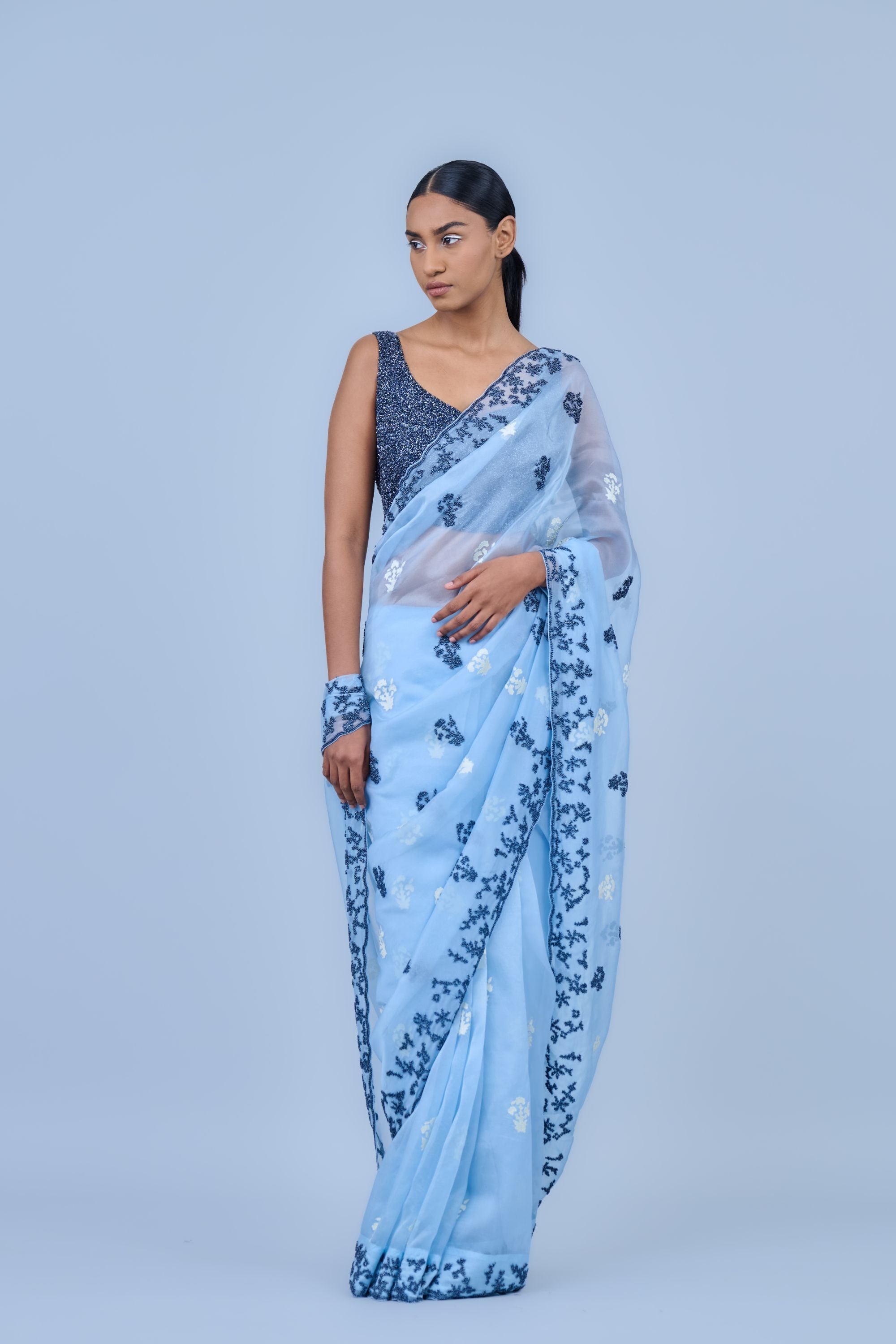 Ice Ec Spc Silk Organza Sari
