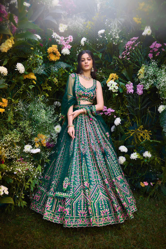 Deep Forest Green Lehenga Set