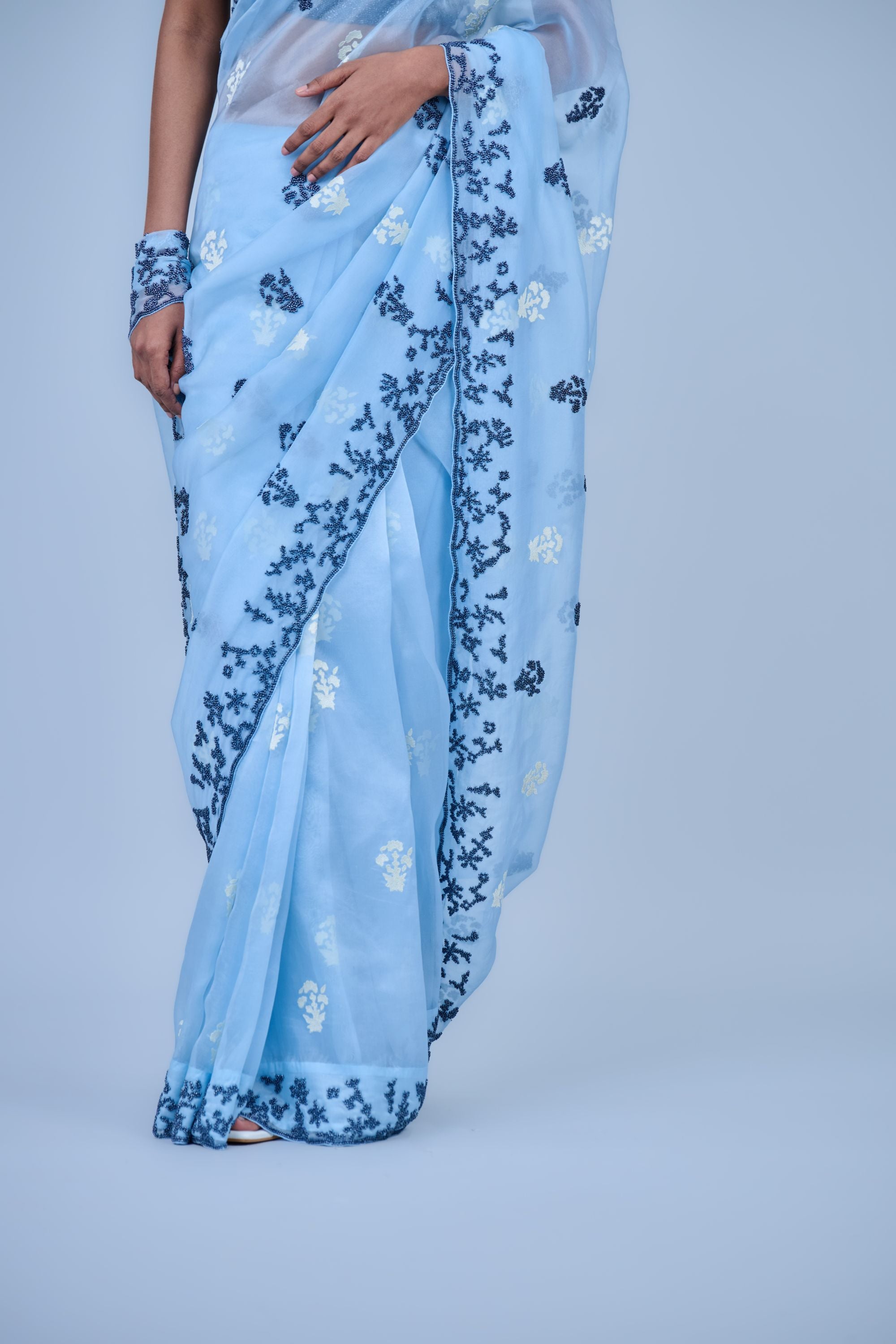 Ice Ec Spc Silk Organza Sari