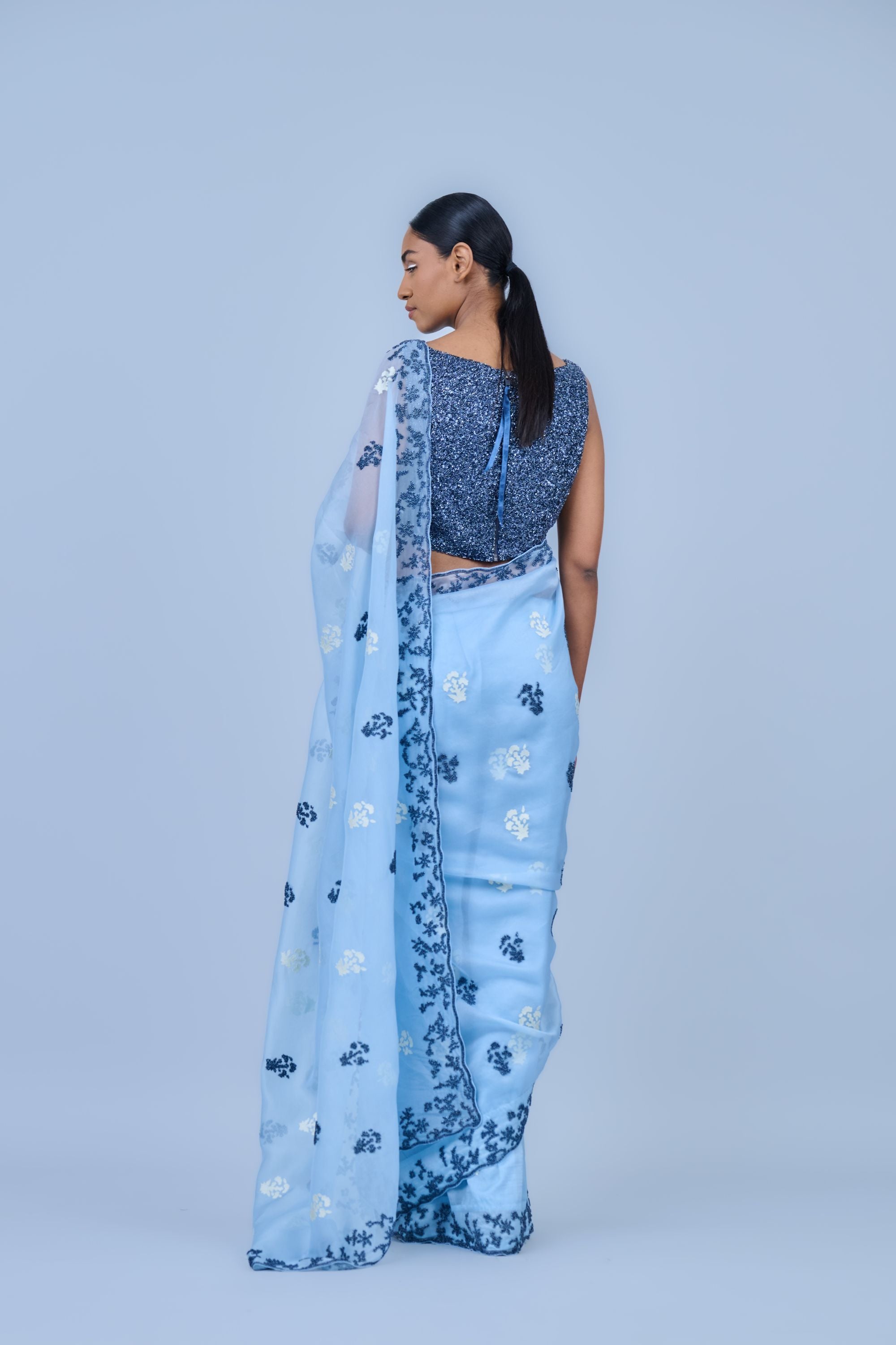 Ice Ec Spc Silk Organza Sari
