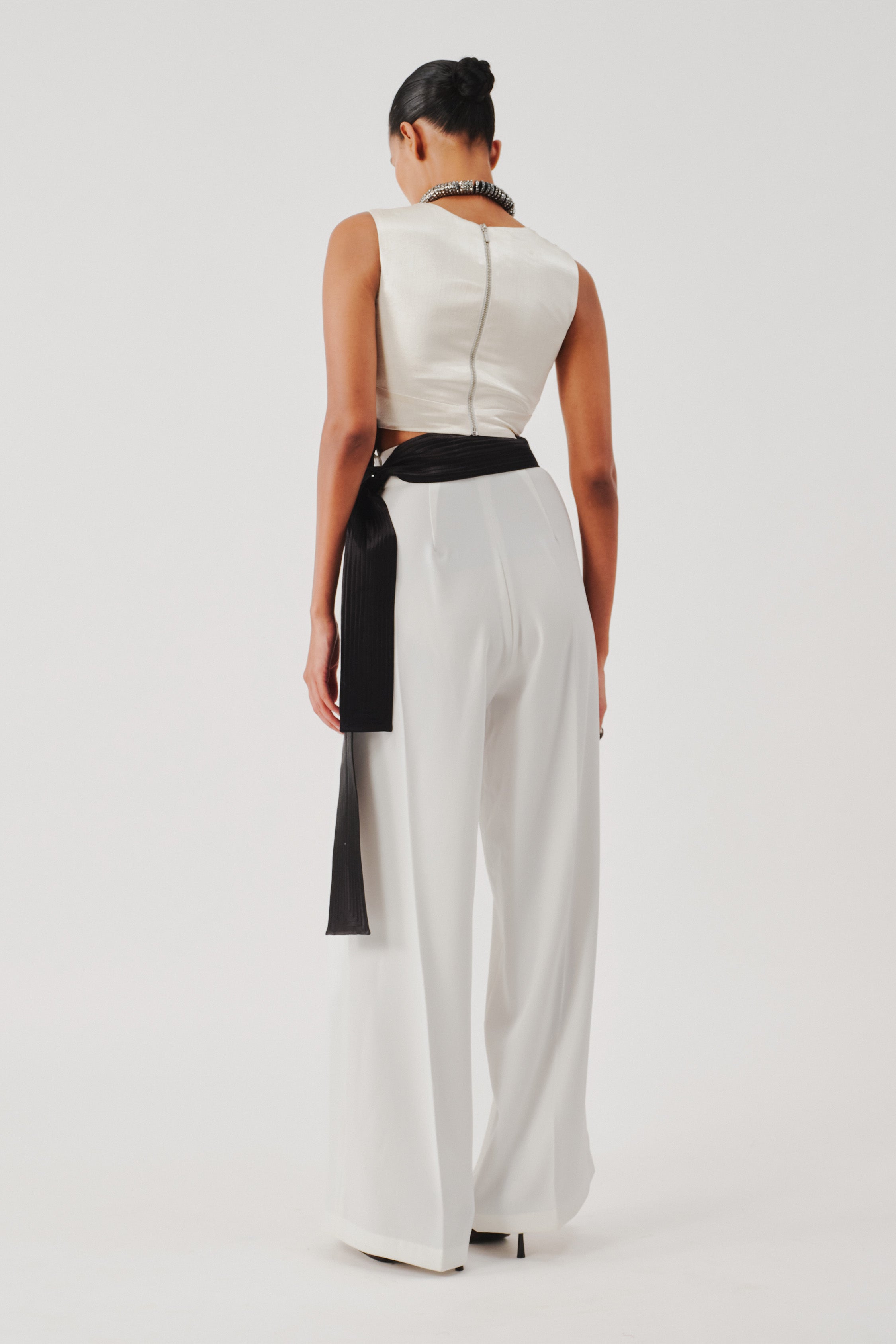 Ellen White High-Rise Wide-Leg Pants