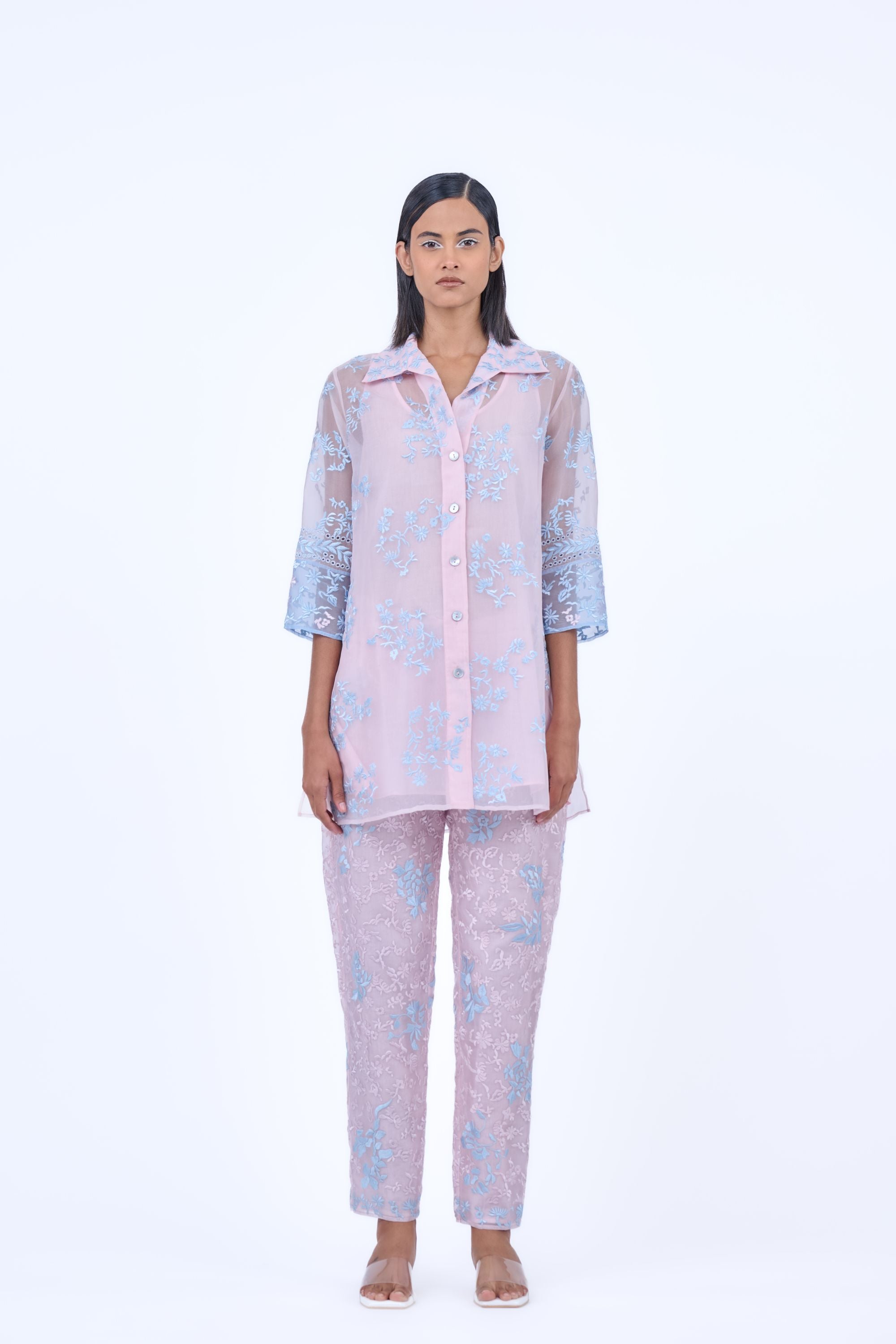 Powder Ice Silk Organza Shirt