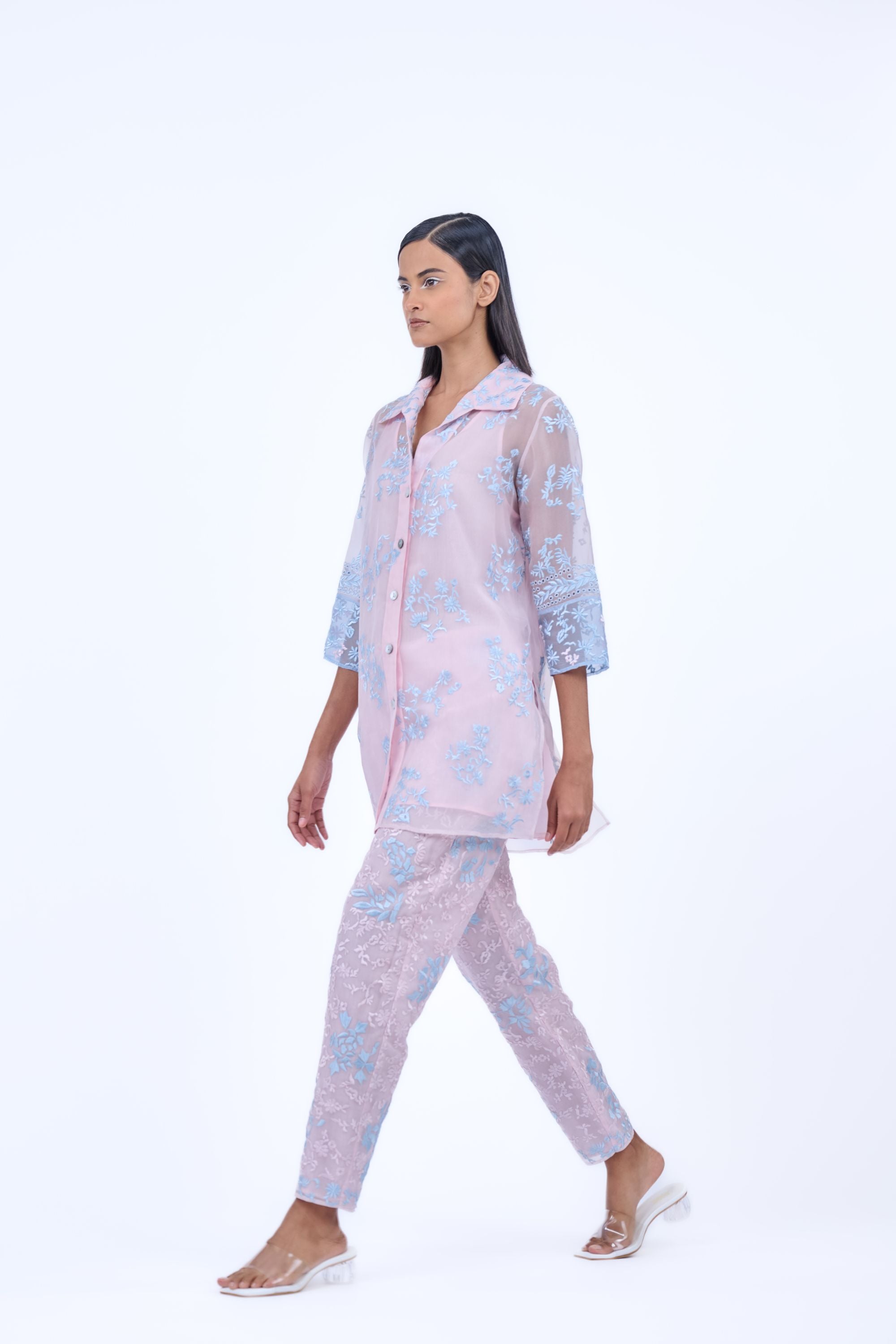 Powder Ice Silk Organza Shirt