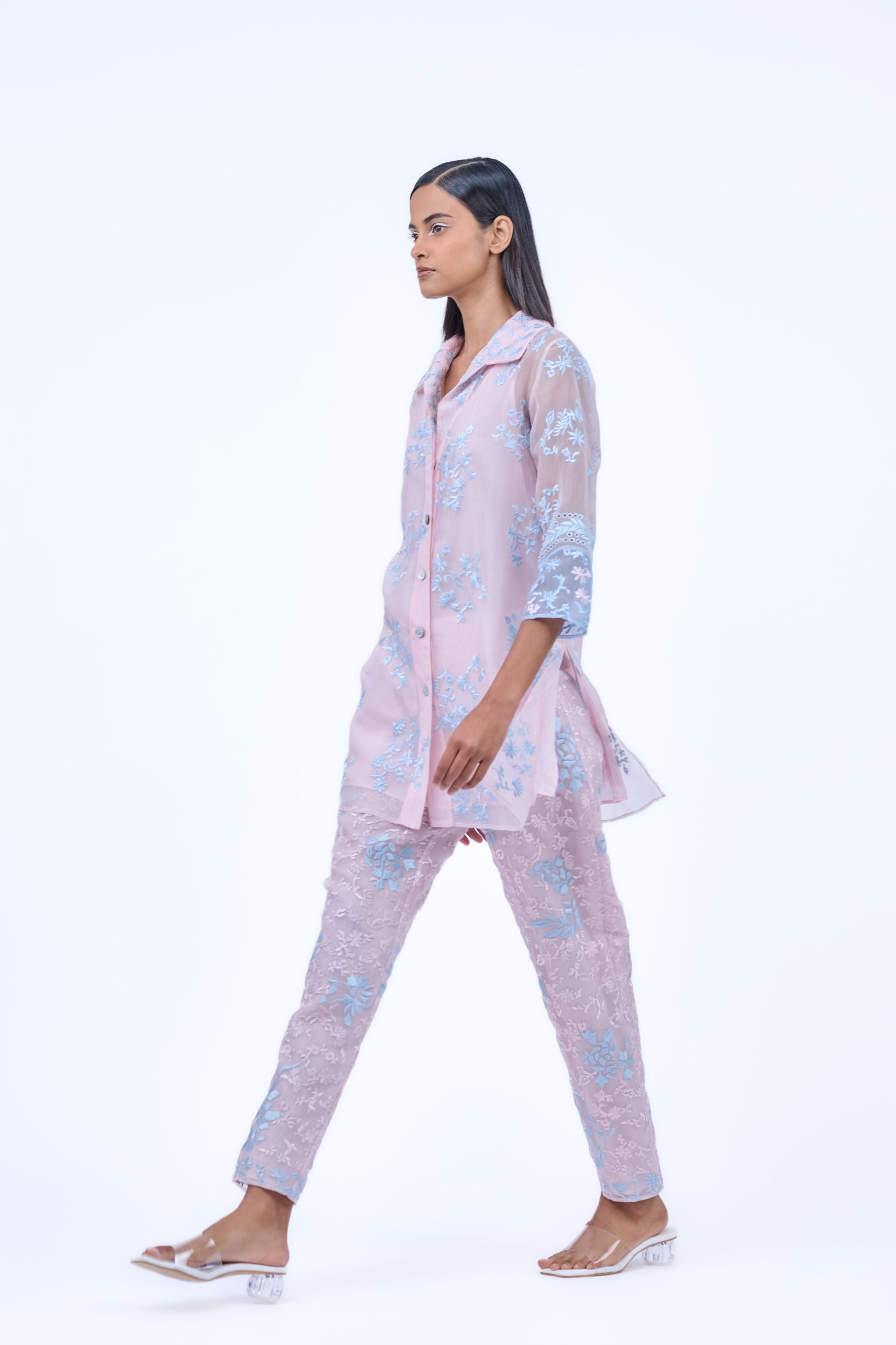 Powder Ice Silk Organza Shirt