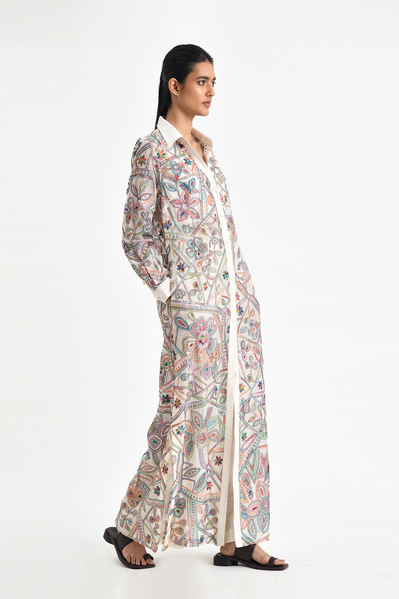 Otillie Embroidered Overlay
 Shirt Dress