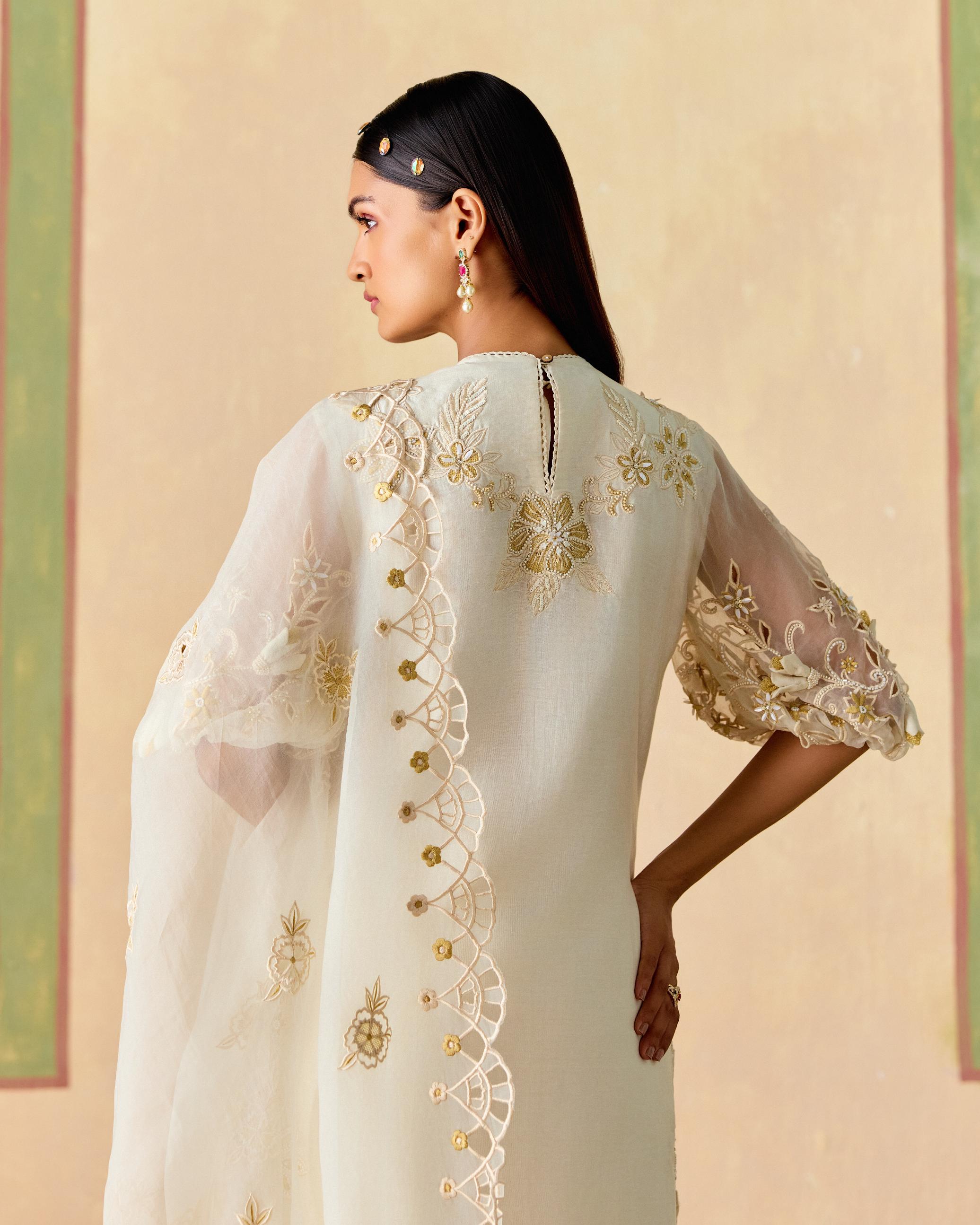 IVORY AND GOLD CUTWORK DUPATTA