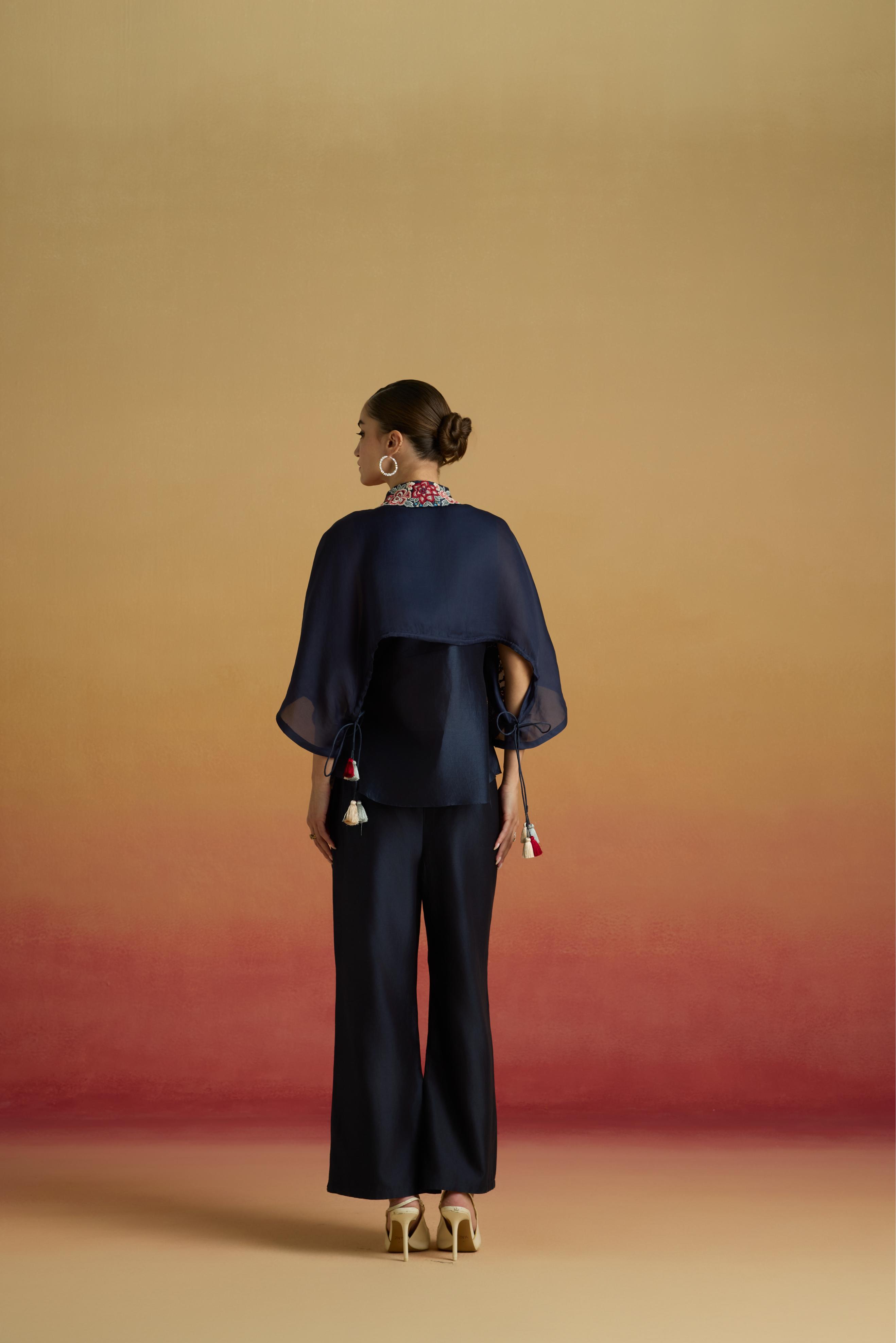 INDIGO PAISLEY LAYERED SHIRT