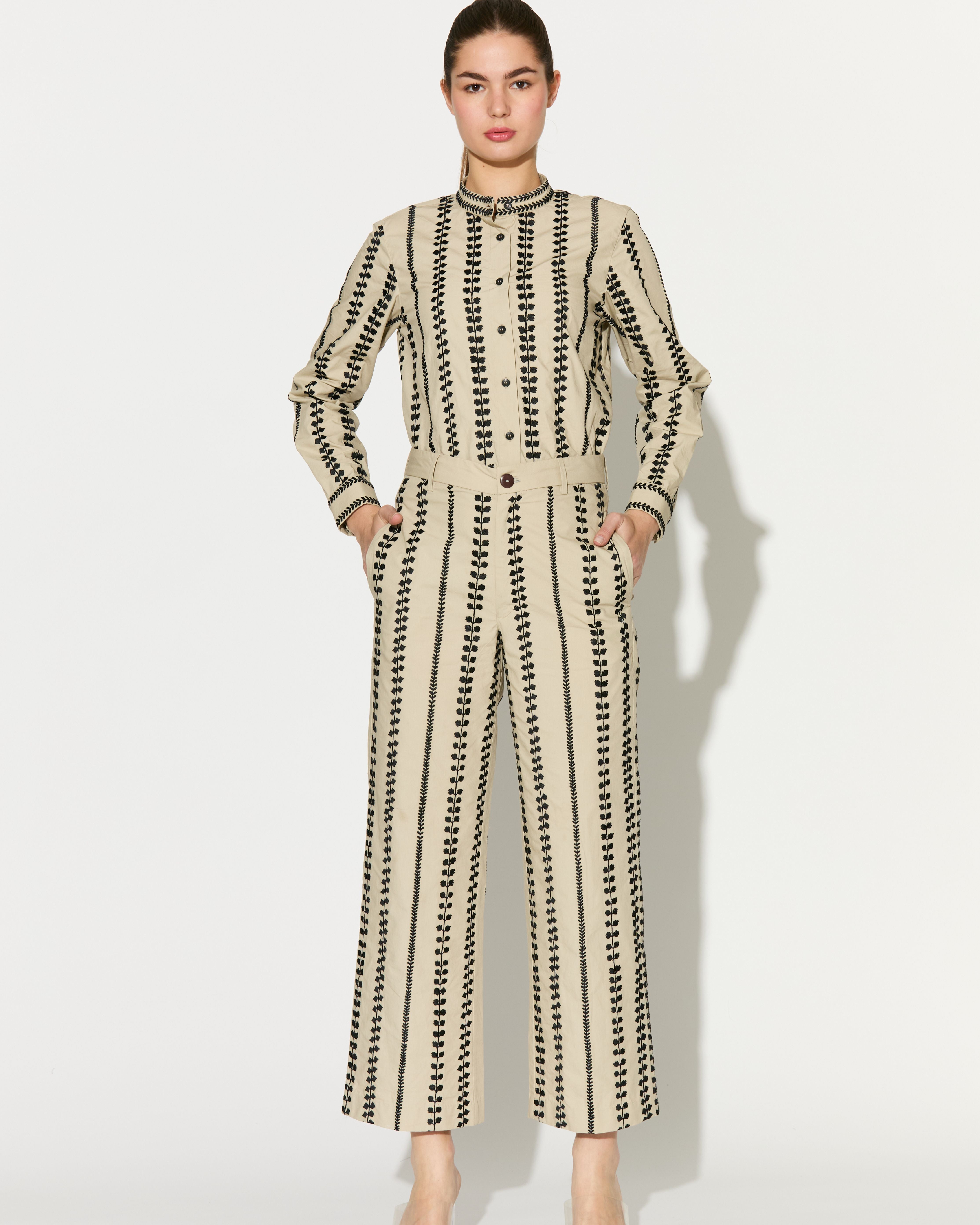 BEIGE EMBROIDERED PANTS