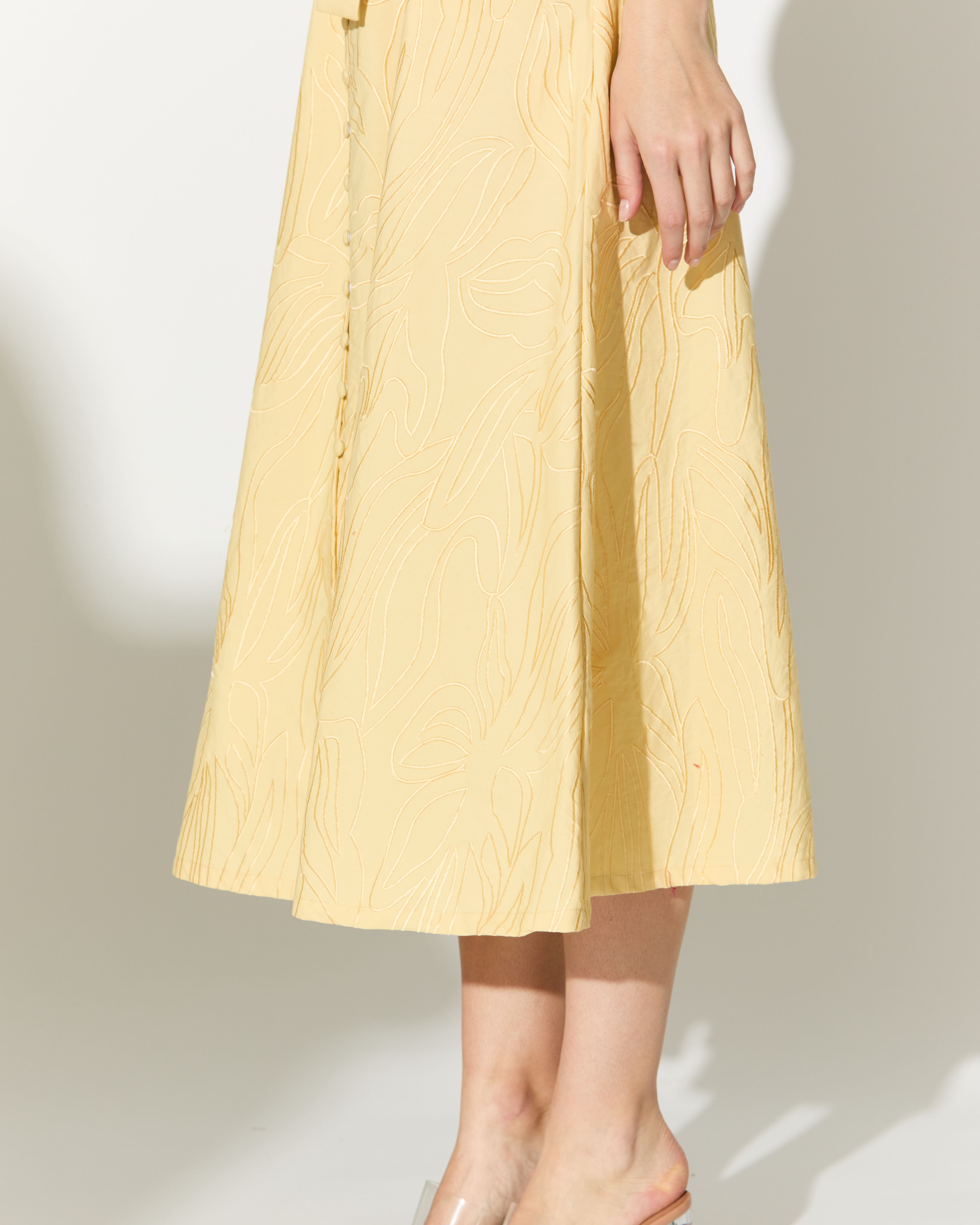 LEMON YELLOW EMBROIDERED DRESS