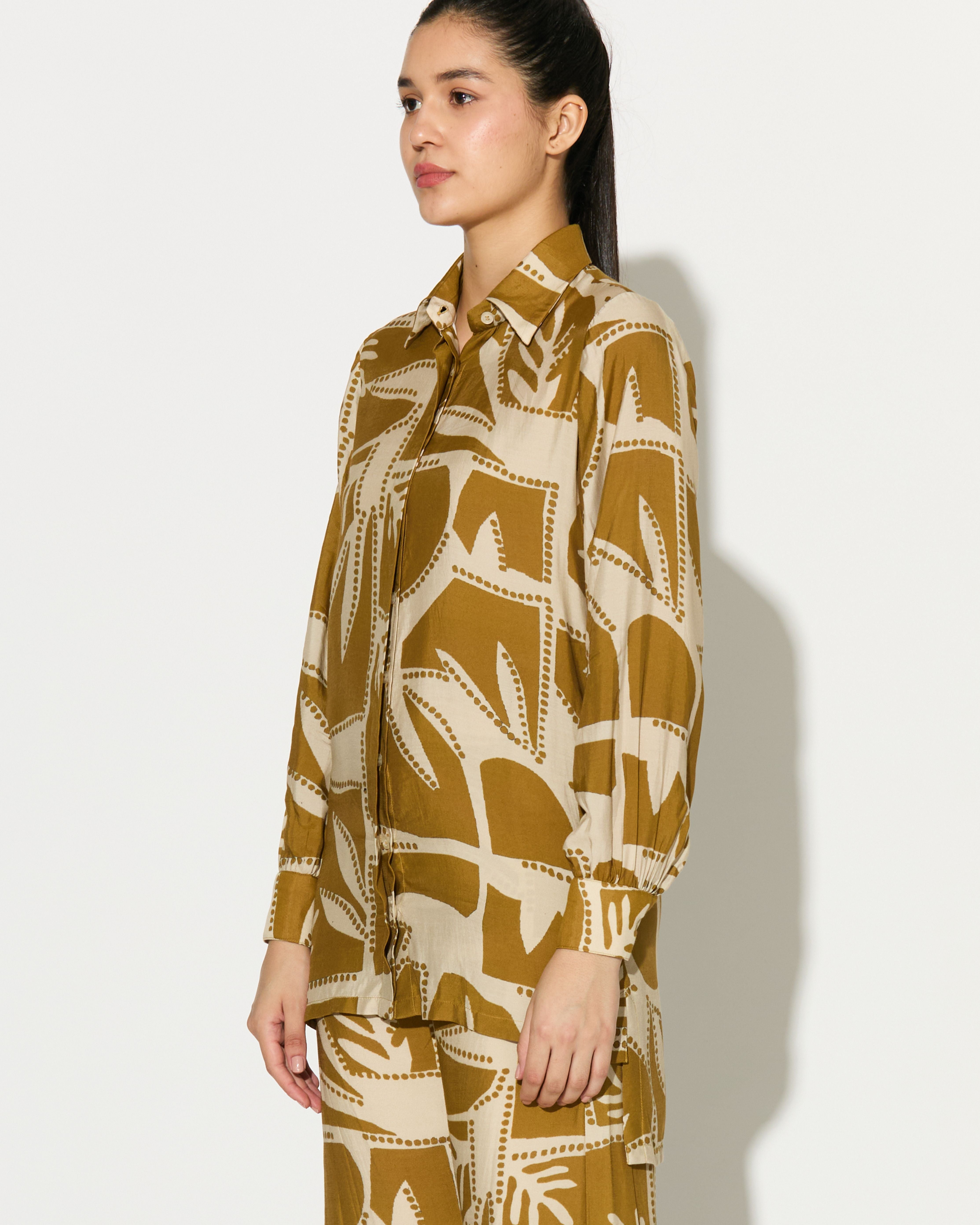 MUSTARD AND OFFWHITE PATTERNED SHIRT