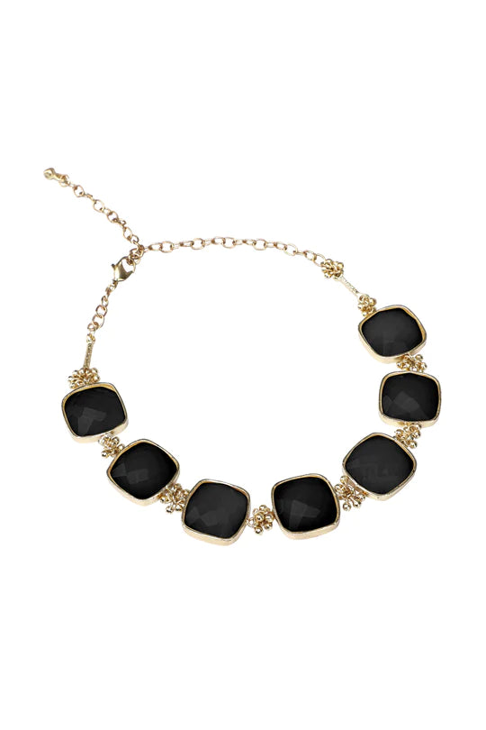Square Black Stone Necklace