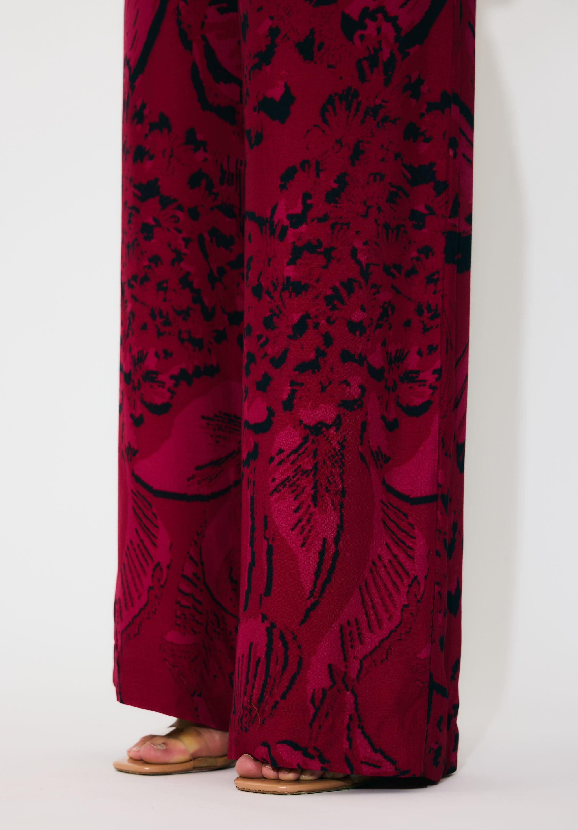 HOT PINK AND BLACK FLORAL BOW PANTS