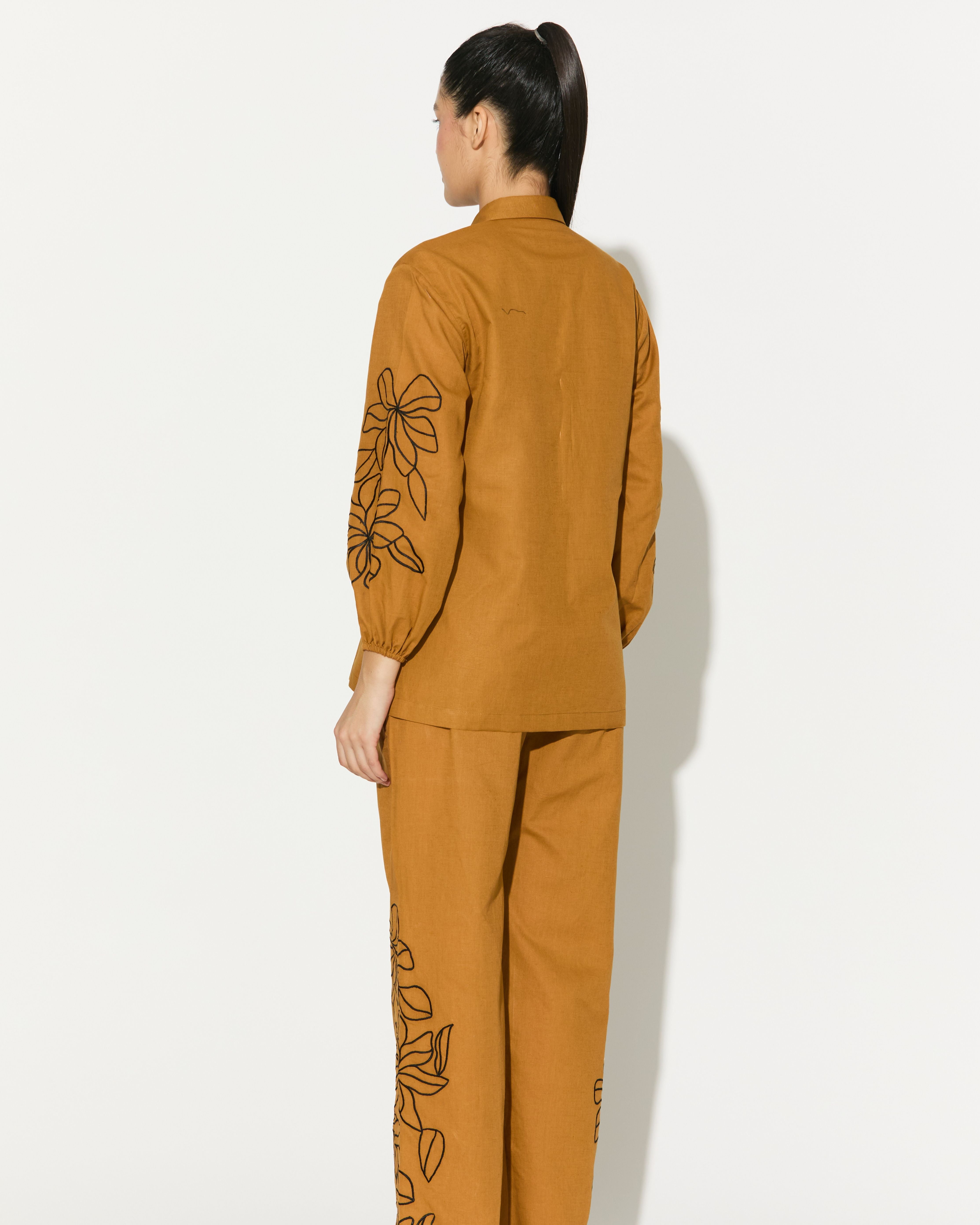 DARK MUSTARD EMBROIDERED SHIRT