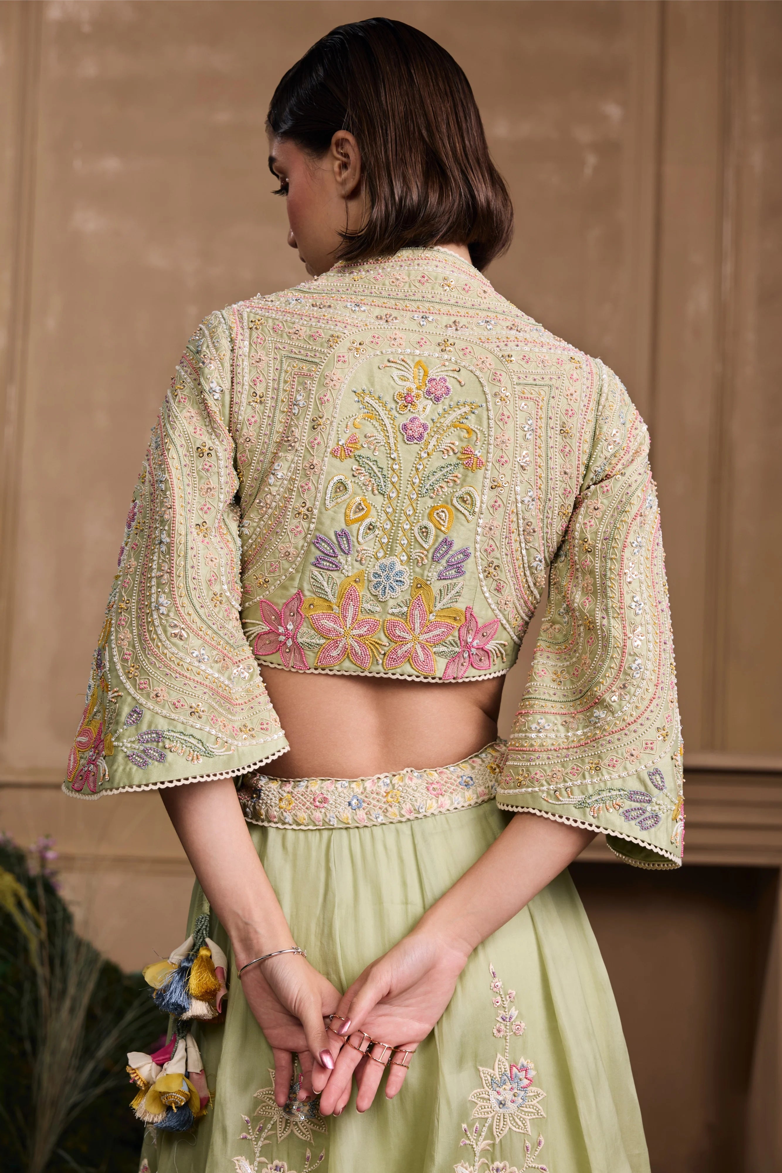 MINT GREEN CONTRAST EMBROIDERED LEHENGA & JACKET