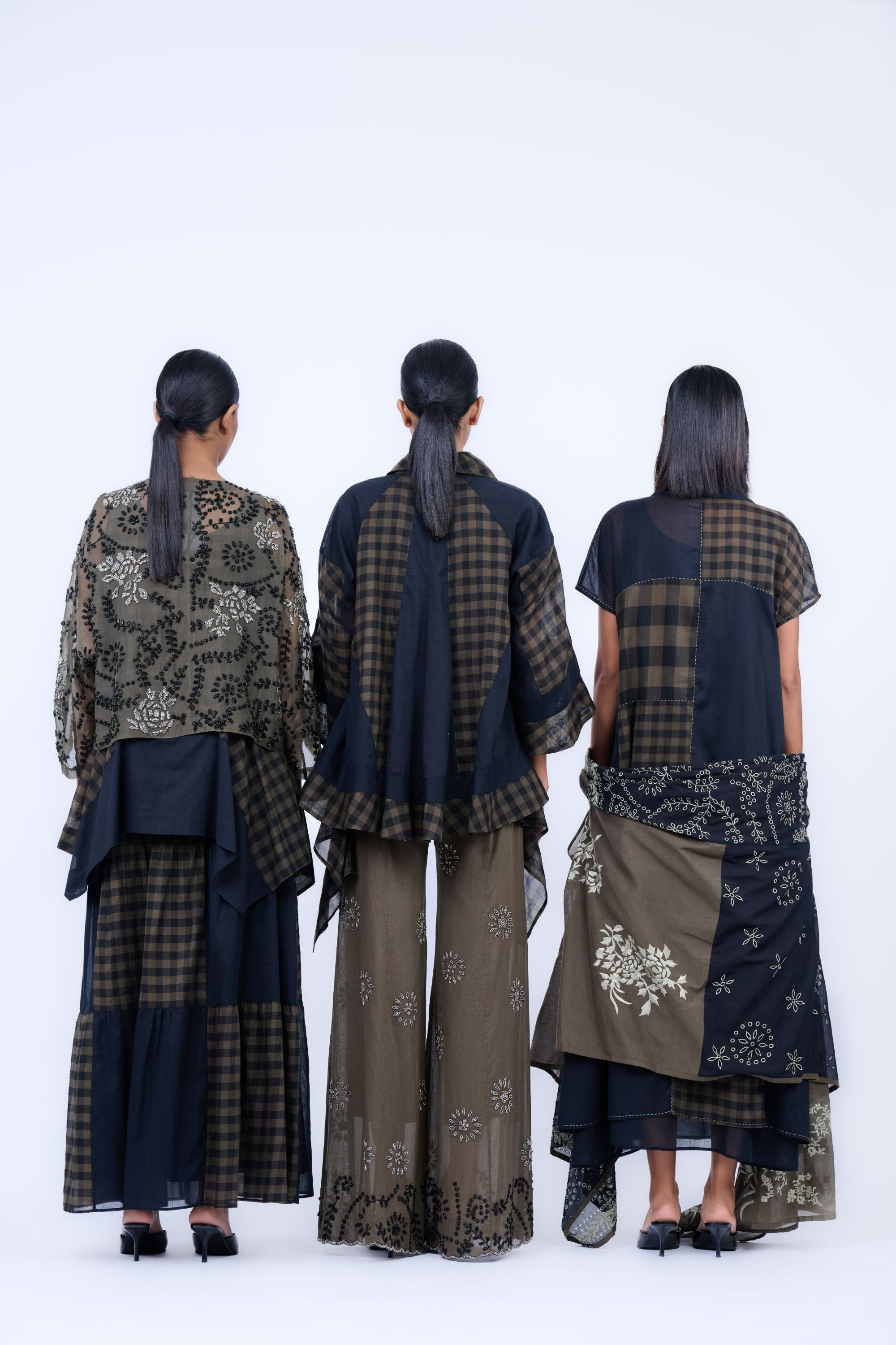 Khaki Yarn Dyed Cotton Skirt