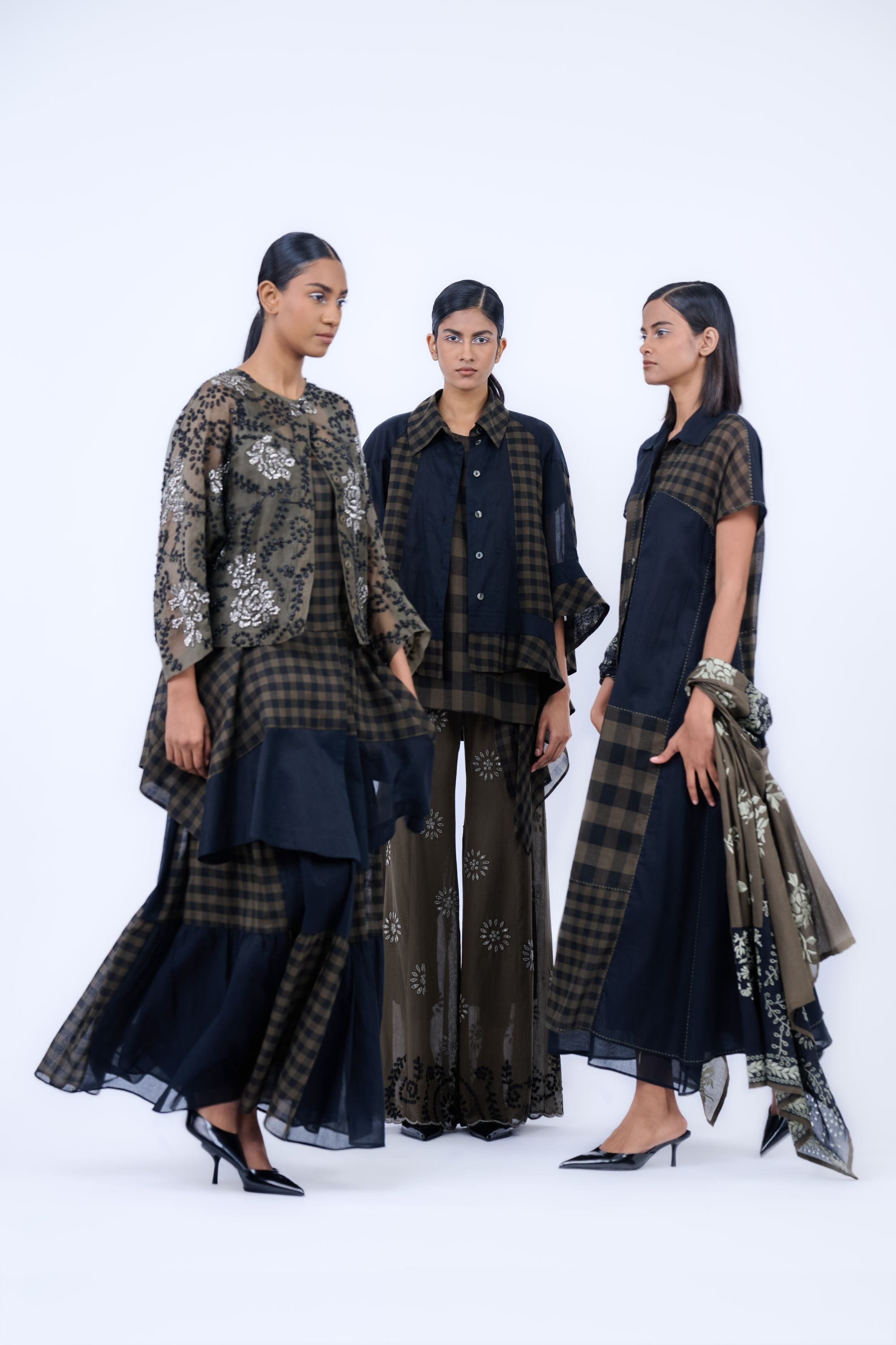 Khaki Yarn Dyed Cotton Skirt