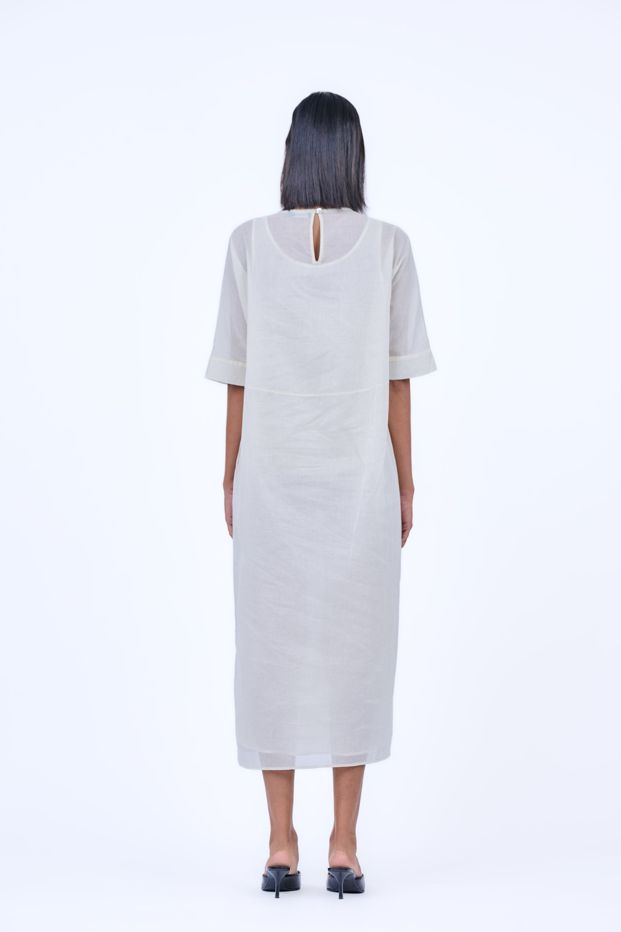 Ecru Kh Handloom Cotton Dress